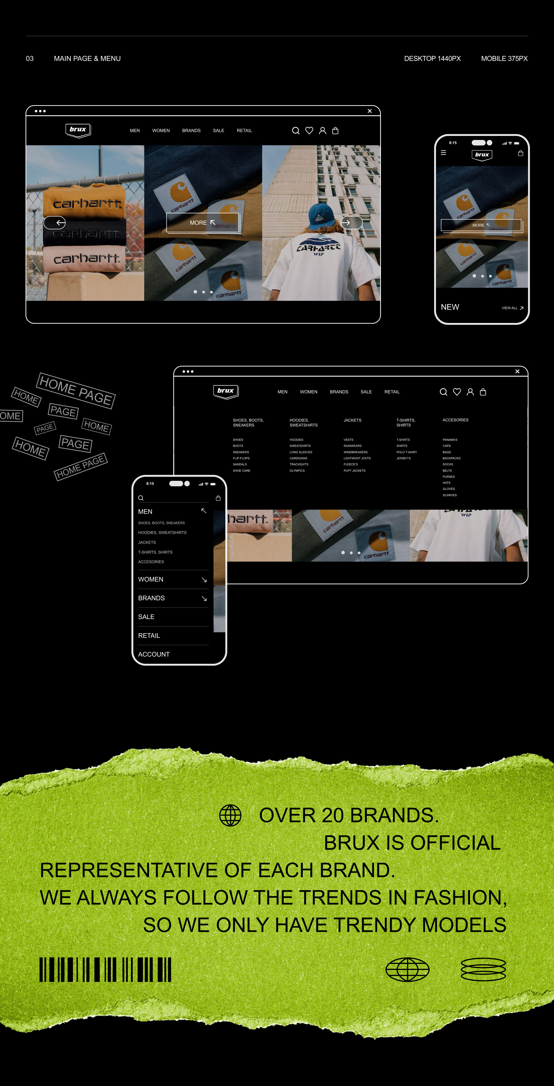 BRUX STORE│ONLINE STORE│DESIGN CONCEPT — Изображение №3 — Интерфейсы, Иллюстрация на Dprofile