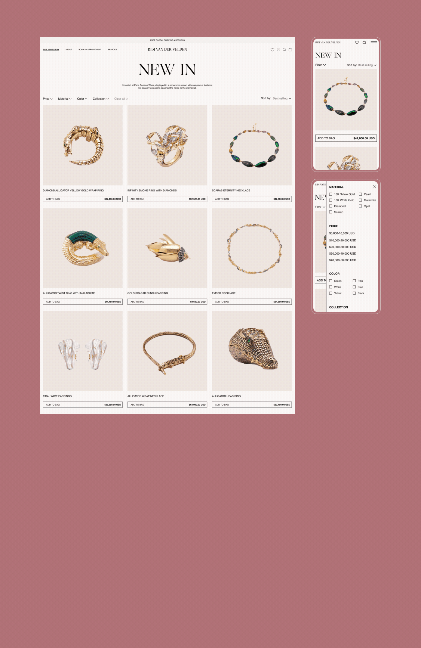 BIBI VAN DER VELDEN/Jewelry store/Redesign concept — Изображение №3 — Интерфейсы, Анимация на Dprofile