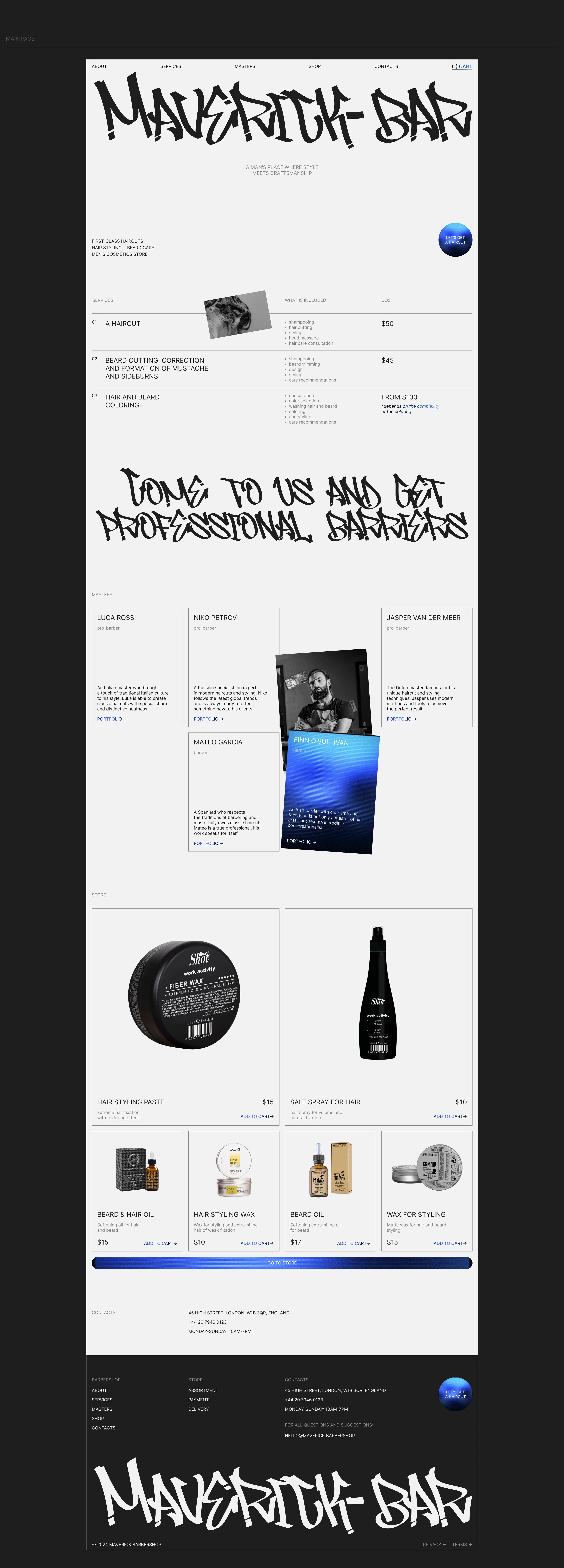 Сайт для барбершопа MAVERICK-BAR — Изображение №6 — Интерфейсы на Dprofile