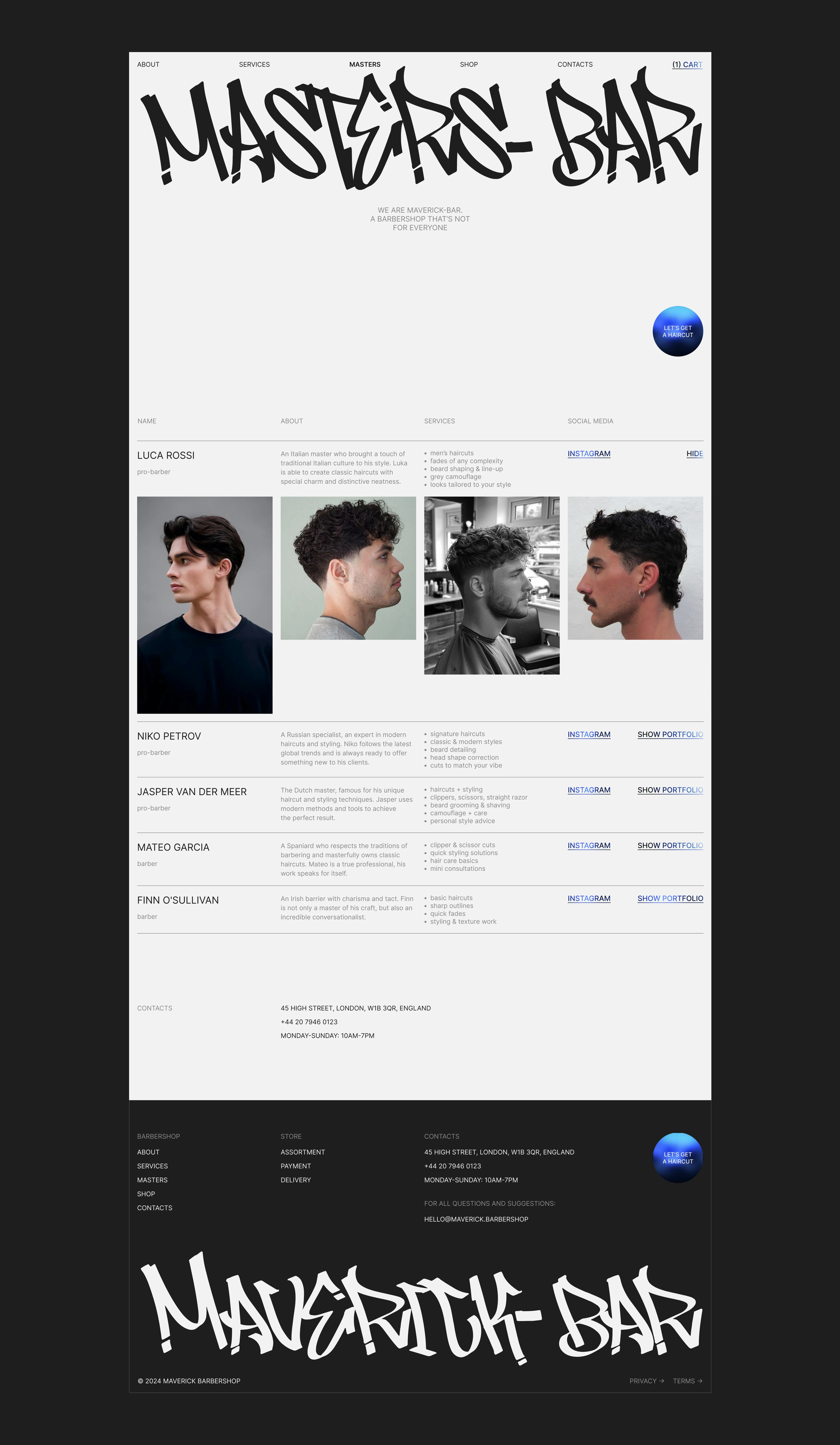 Сайт для барбершопа MAVERICK-BAR — Изображение №13 — Интерфейсы на Dprofile