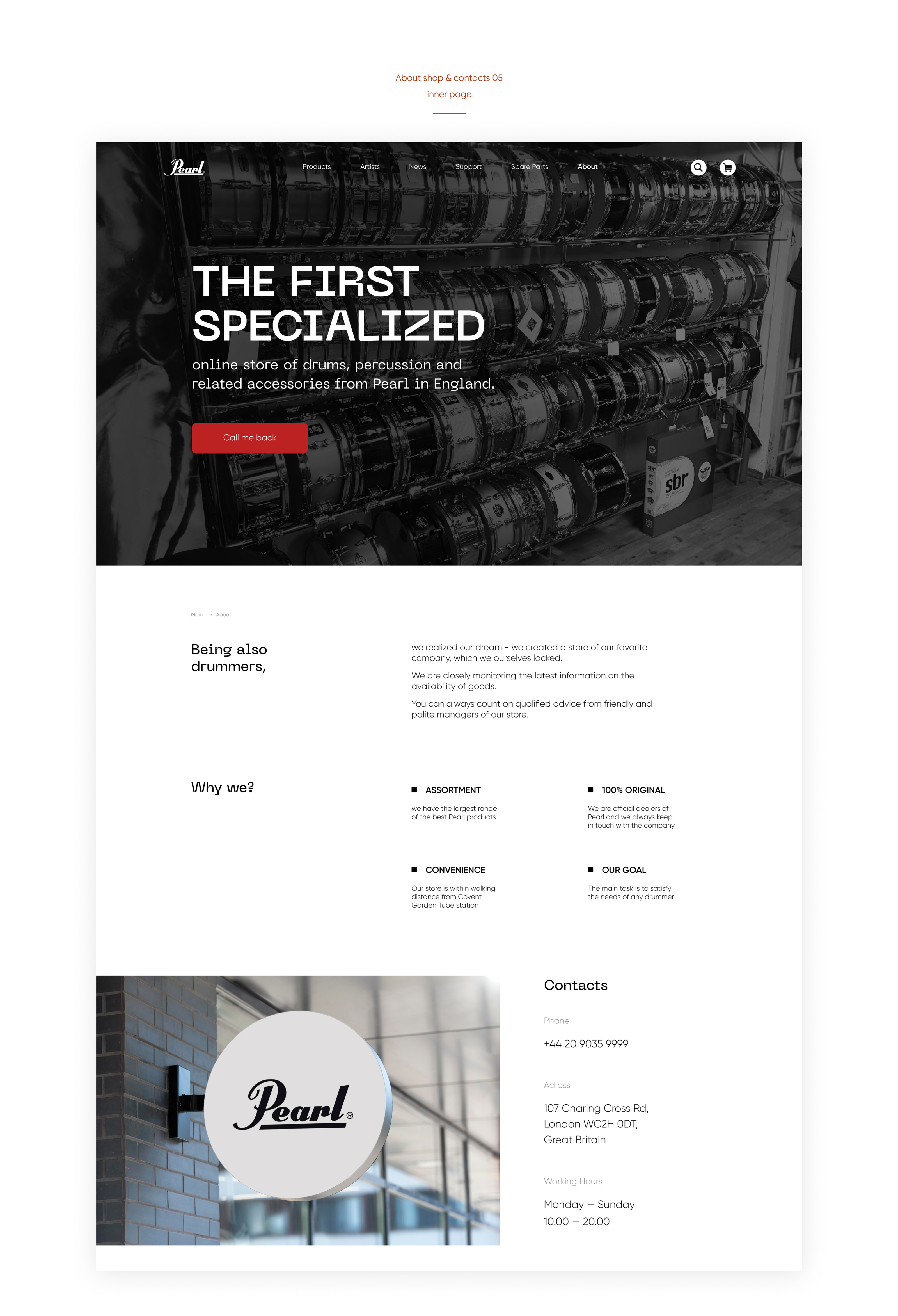 Pearl drums online store concept | E-commerce design — Изображение №6 — Графика, Интерфейсы на Dprofile