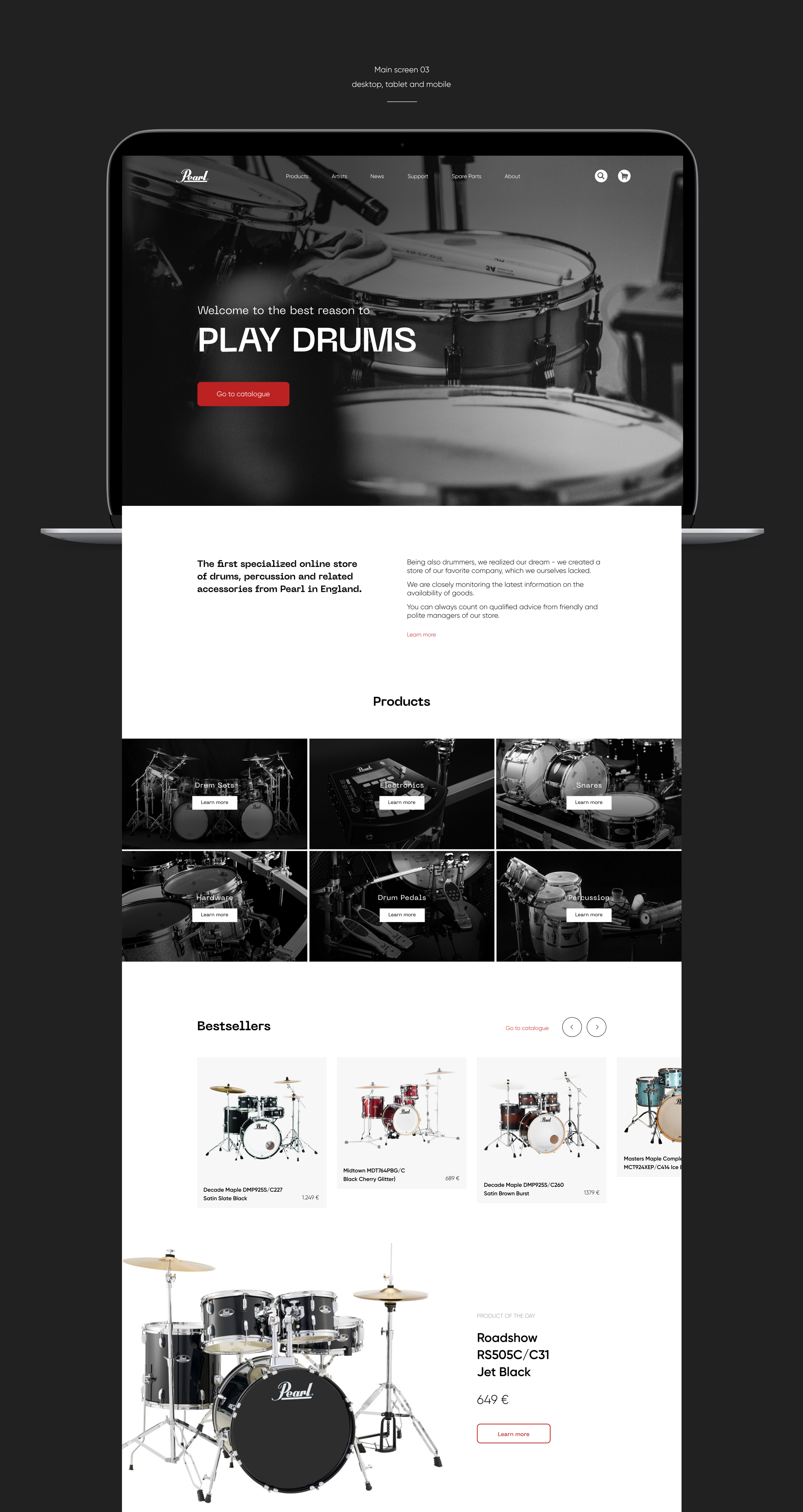 Pearl drums online store concept | E-commerce design — Изображение №2 — Графика, Интерфейсы на Dprofile