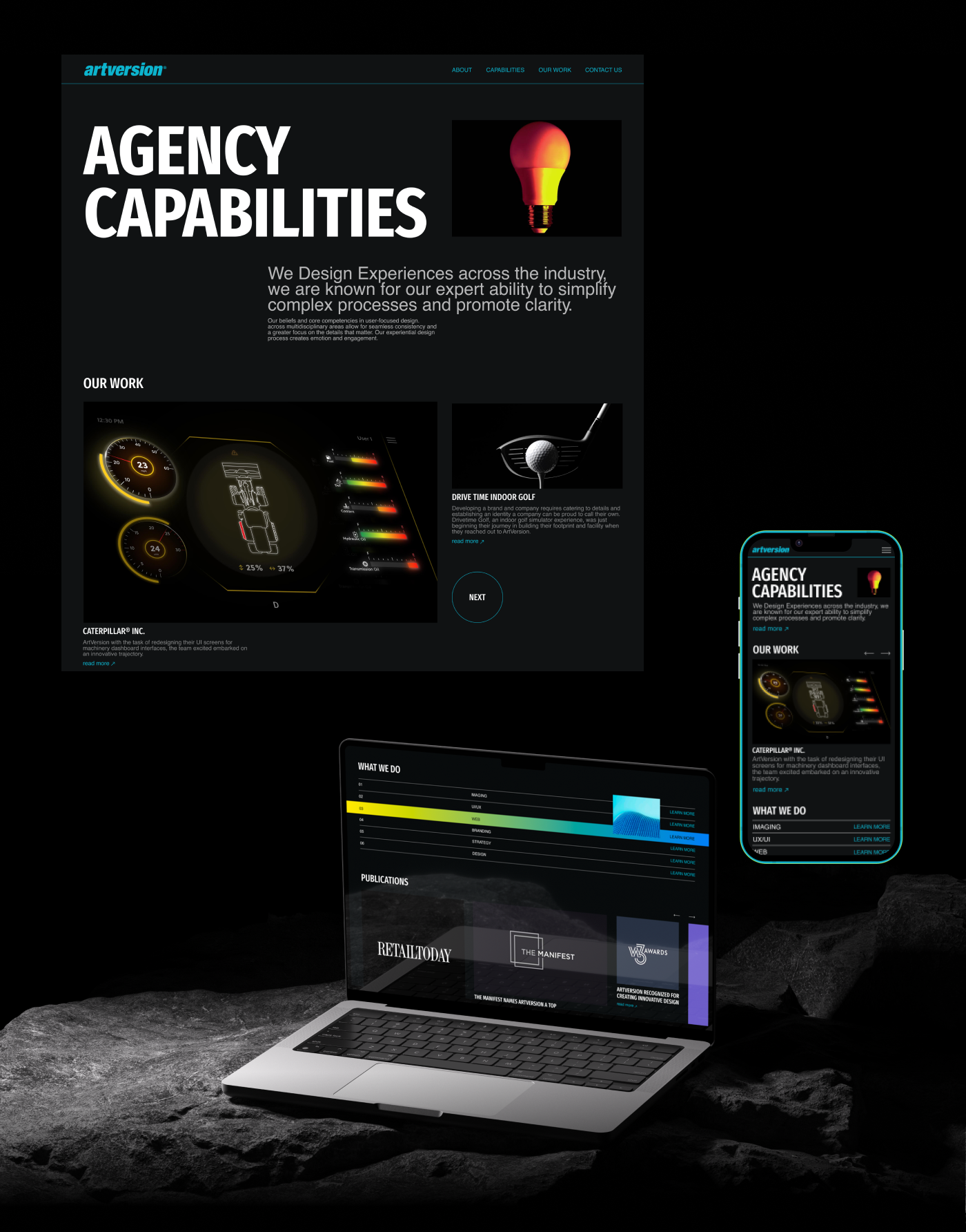 Artversion | creative agency | Redesign concept — Изображение №6 — Интерфейсы, Анимация на Dprofile