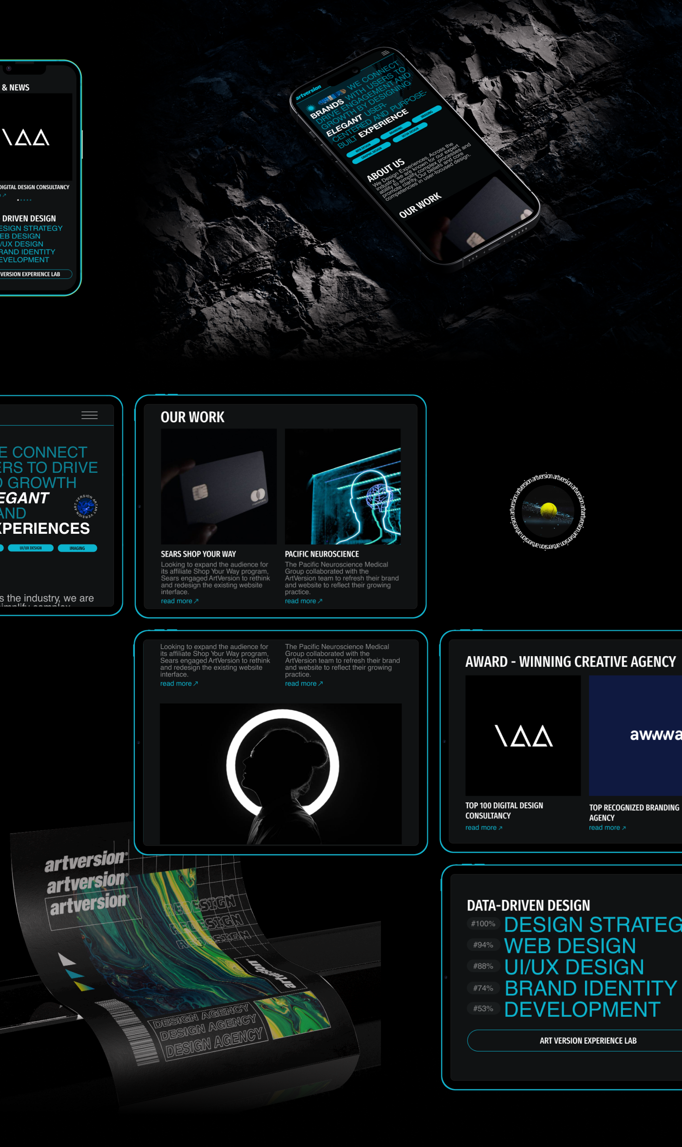 Artversion | creative agency | Redesign concept — Изображение №3 — Интерфейсы, Анимация на Dprofile