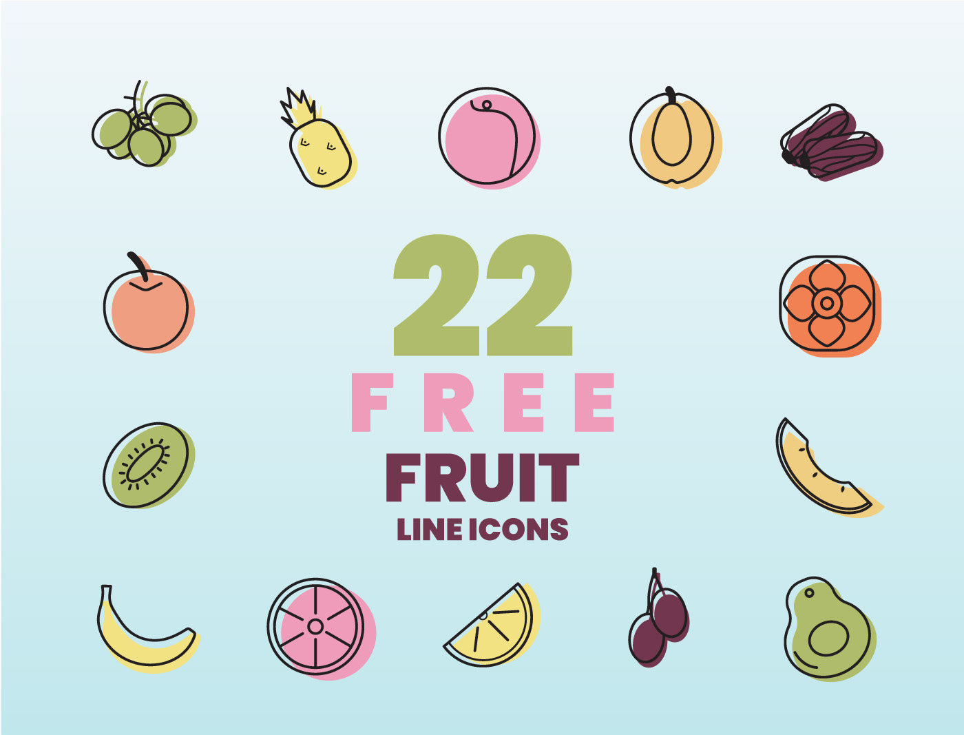 Fruits line icons — Изображение №1 — Иллюстрация, Графика на Dprofile