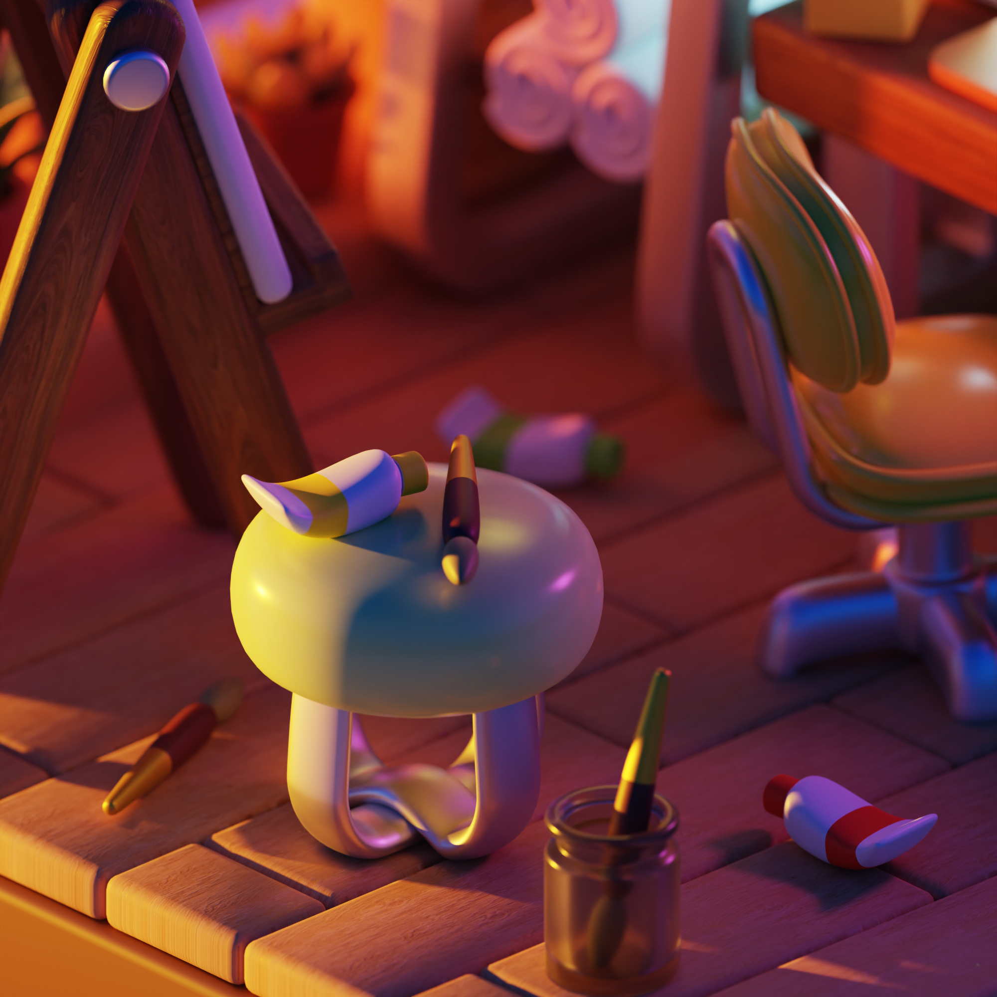 Сozy artist's Isometric room — Изображение №6 — Иллюстрация, 3D на Dprofile