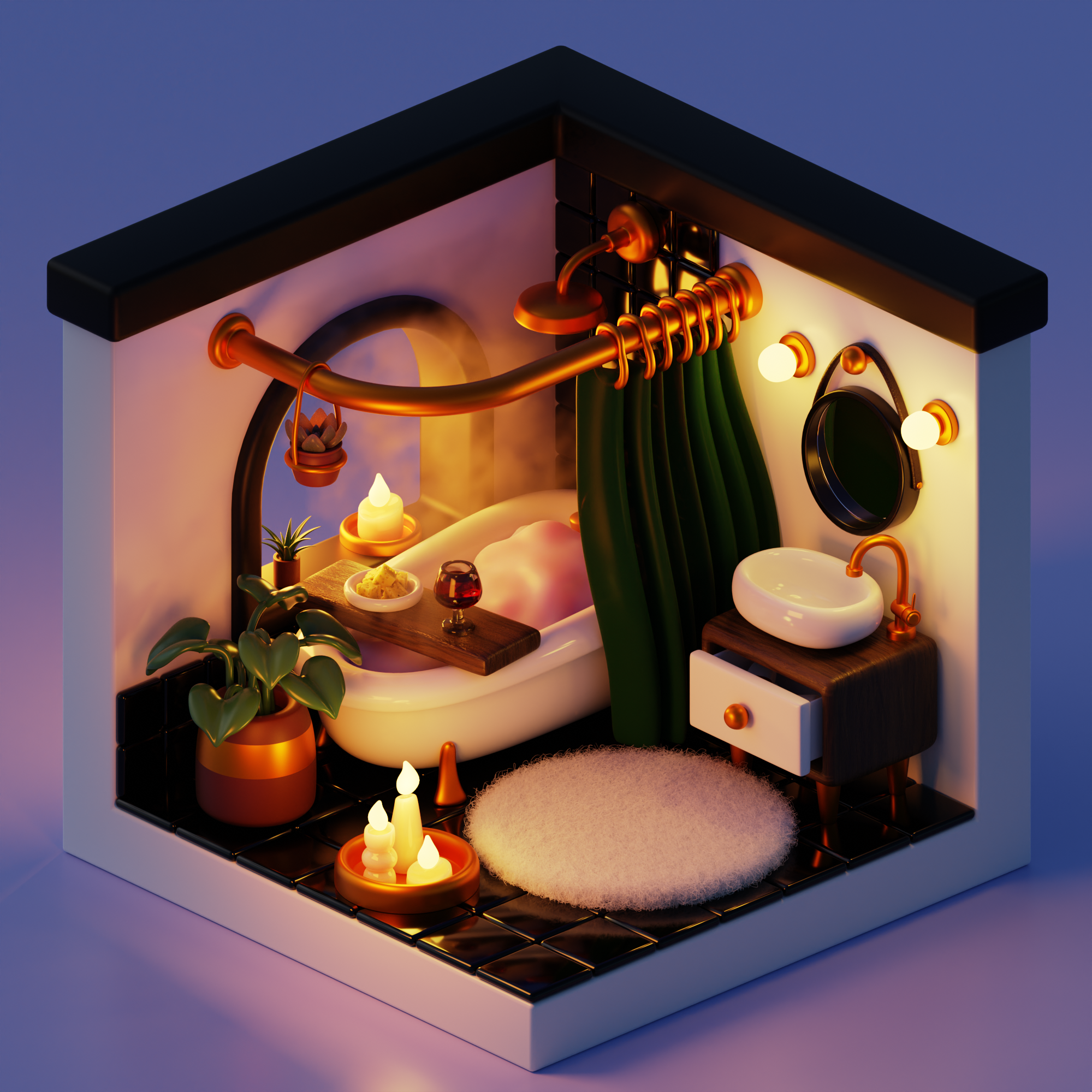 Cozy Isometric Bathroom — Изображение №1 — Иллюстрация, 3D на Dprofile