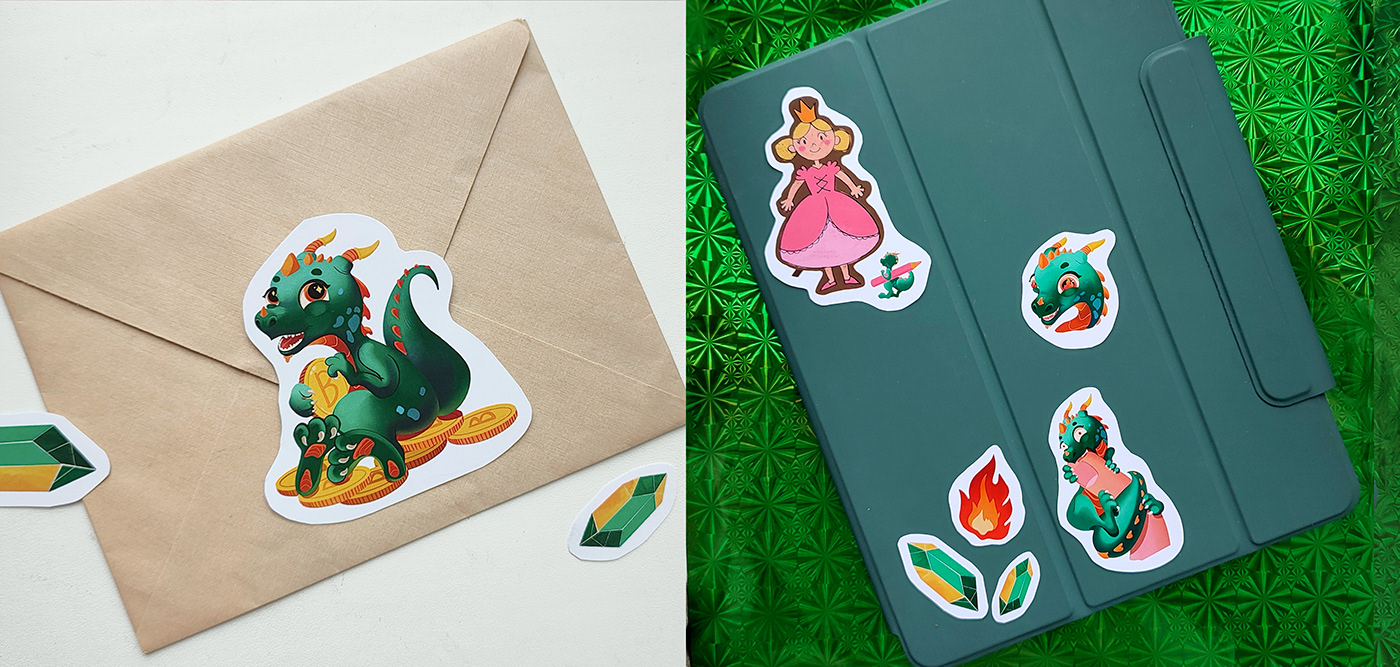 СТИКЕРЫ ДРАКОН  символ 2024 года — Изображение №6 — Брендинг, Иллюстрация на Dprofile