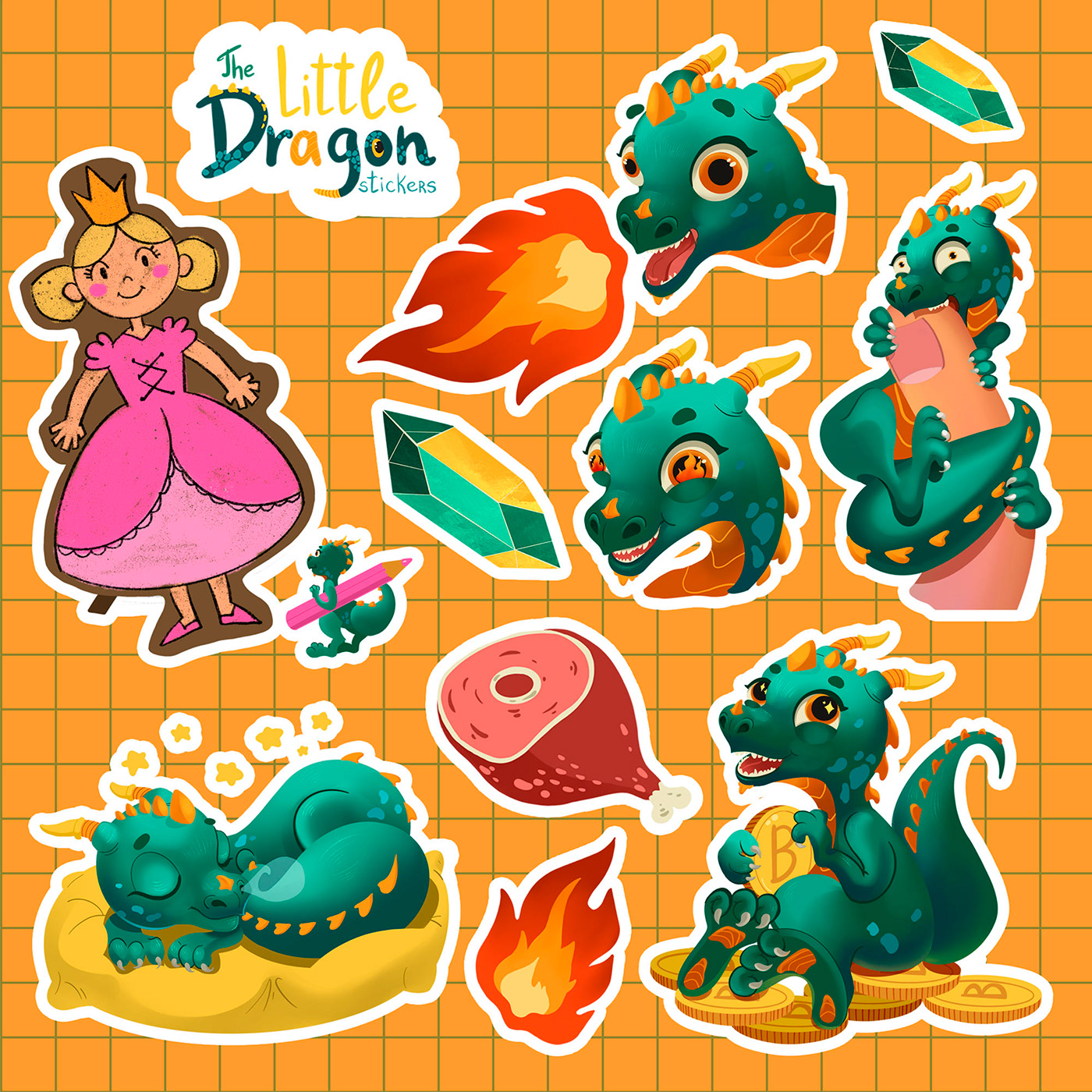 СТИКЕРЫ ДРАКОН  символ 2024 года — Изображение №7 — Брендинг, Иллюстрация на Dprofile