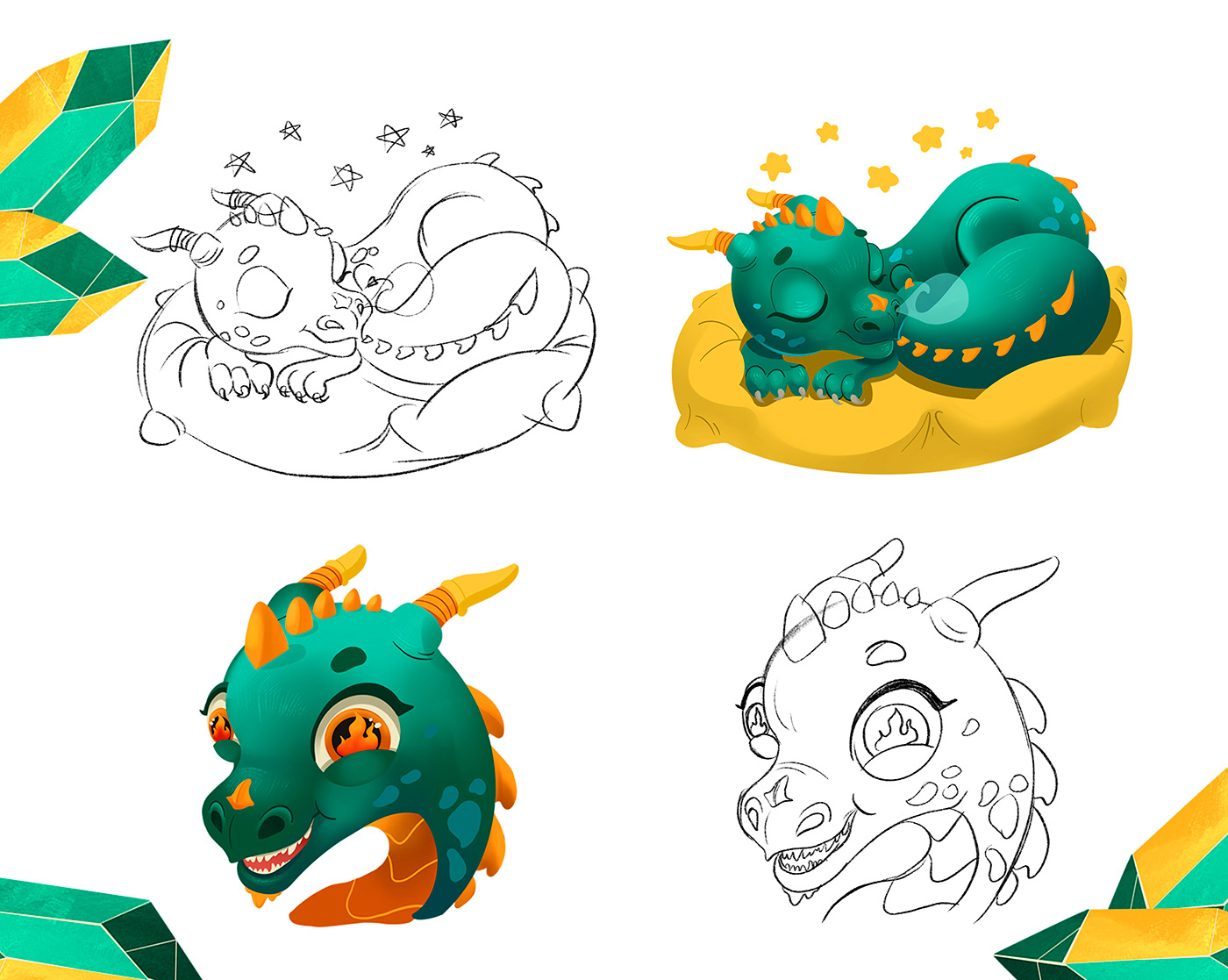 СТИКЕРЫ ДРАКОН  символ 2024 года — Изображение №2 — Брендинг, Иллюстрация на Dprofile