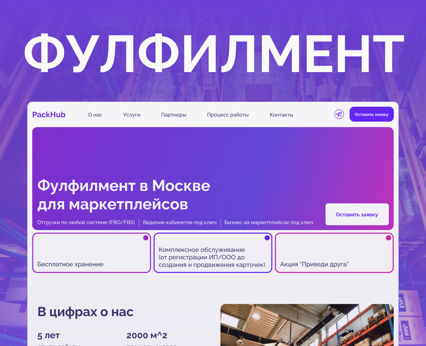Сайт фулфилмента в Москве для маркетплейсов — Интерфейсы на Dprofile