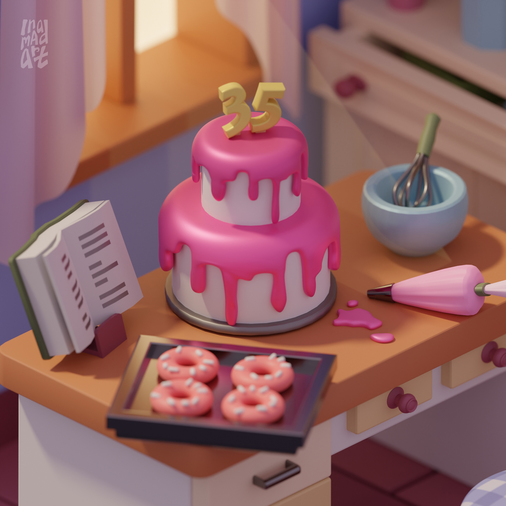 3D Арт "С Днем Рождения!" / 3d иллюстрация. Дизайн окружения — Изображение №4 — Иллюстрация, 3D на Dprofile