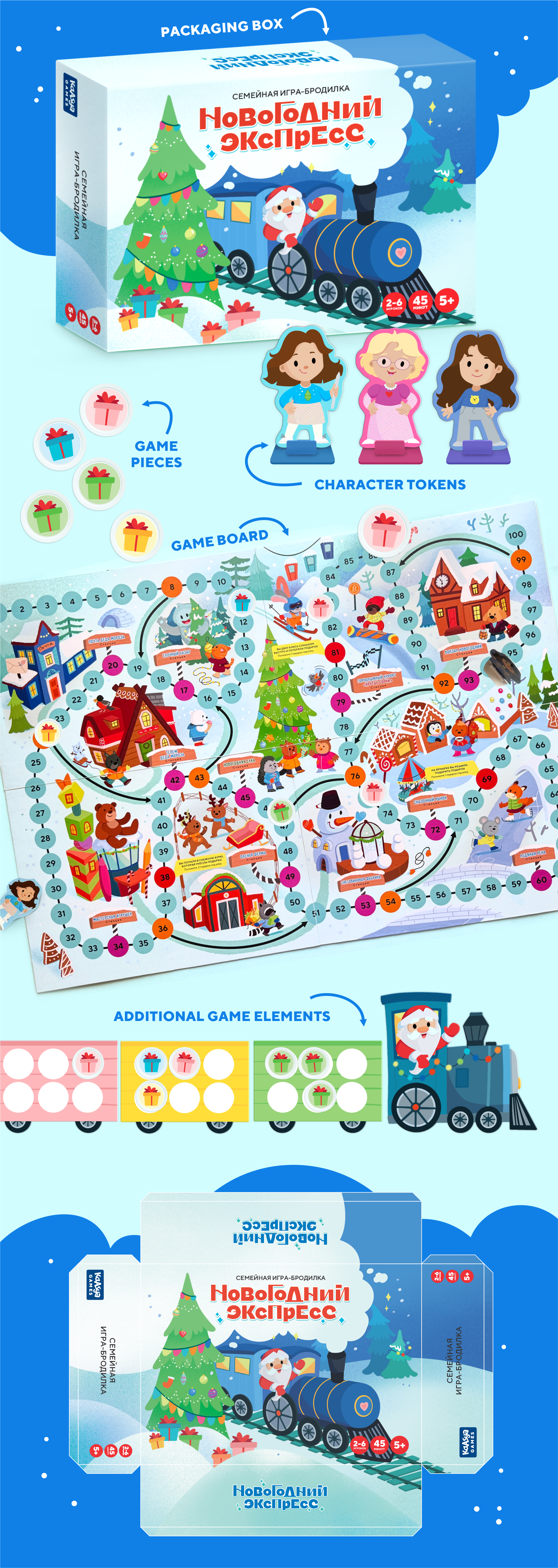 Настольная игра-бродилка "Новогодний Экспресс" — Изображение №4 — Брендинг, Иллюстрация на Dprofile