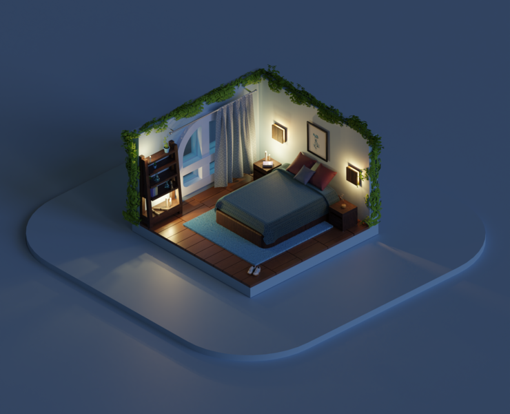 Cozy rooms animation — 3D, Анимация на Dprofile