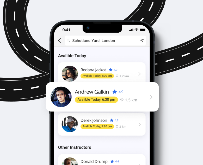 Приложение Babler — Поиск инструктора по вождению рядом — Интерфейсы на Dprofile