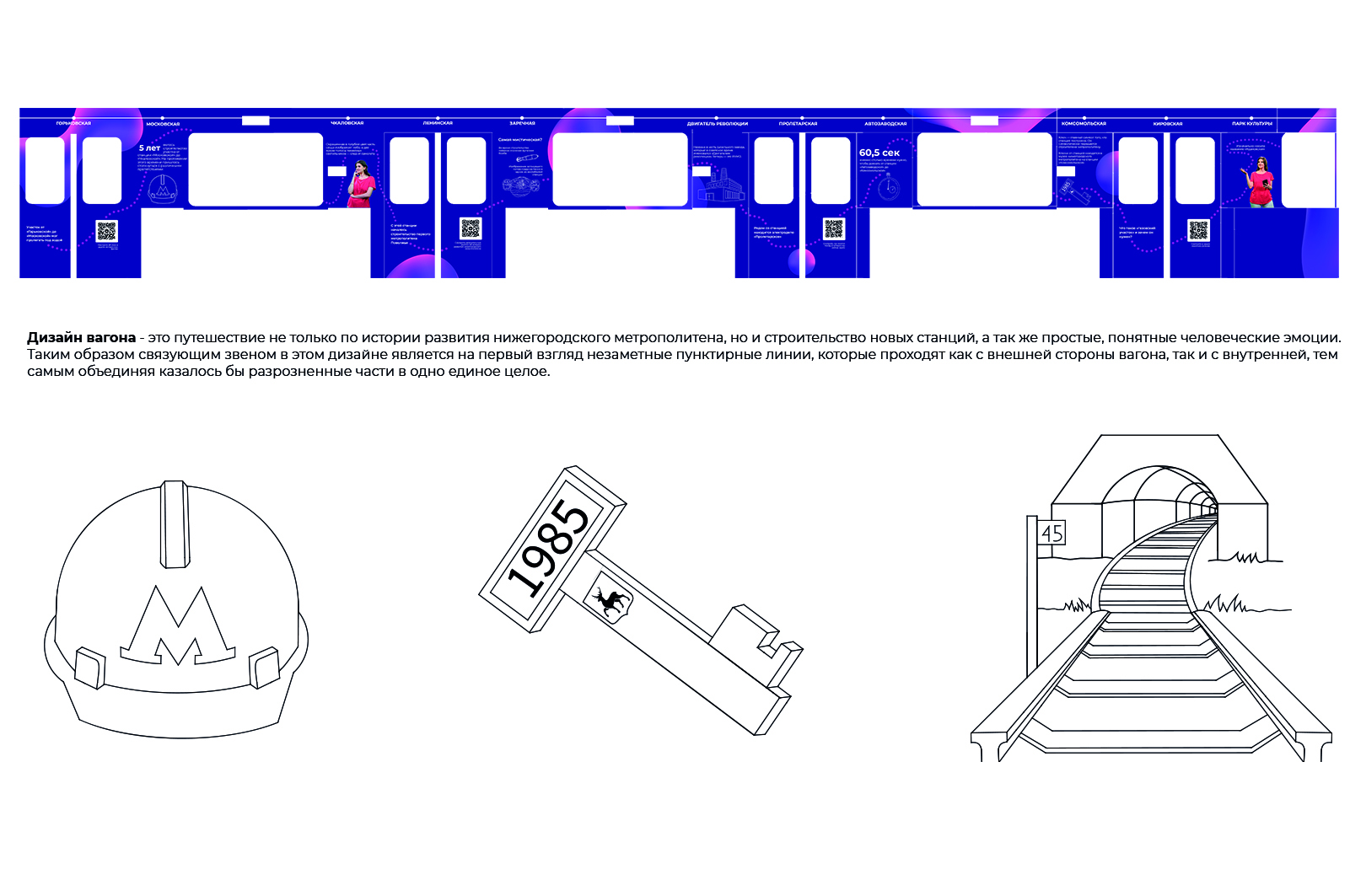 Дизайн-трейн. Вагон Нижегородского метрополитена — Изображение №3 — Брендинг, Графика на Dprofile
