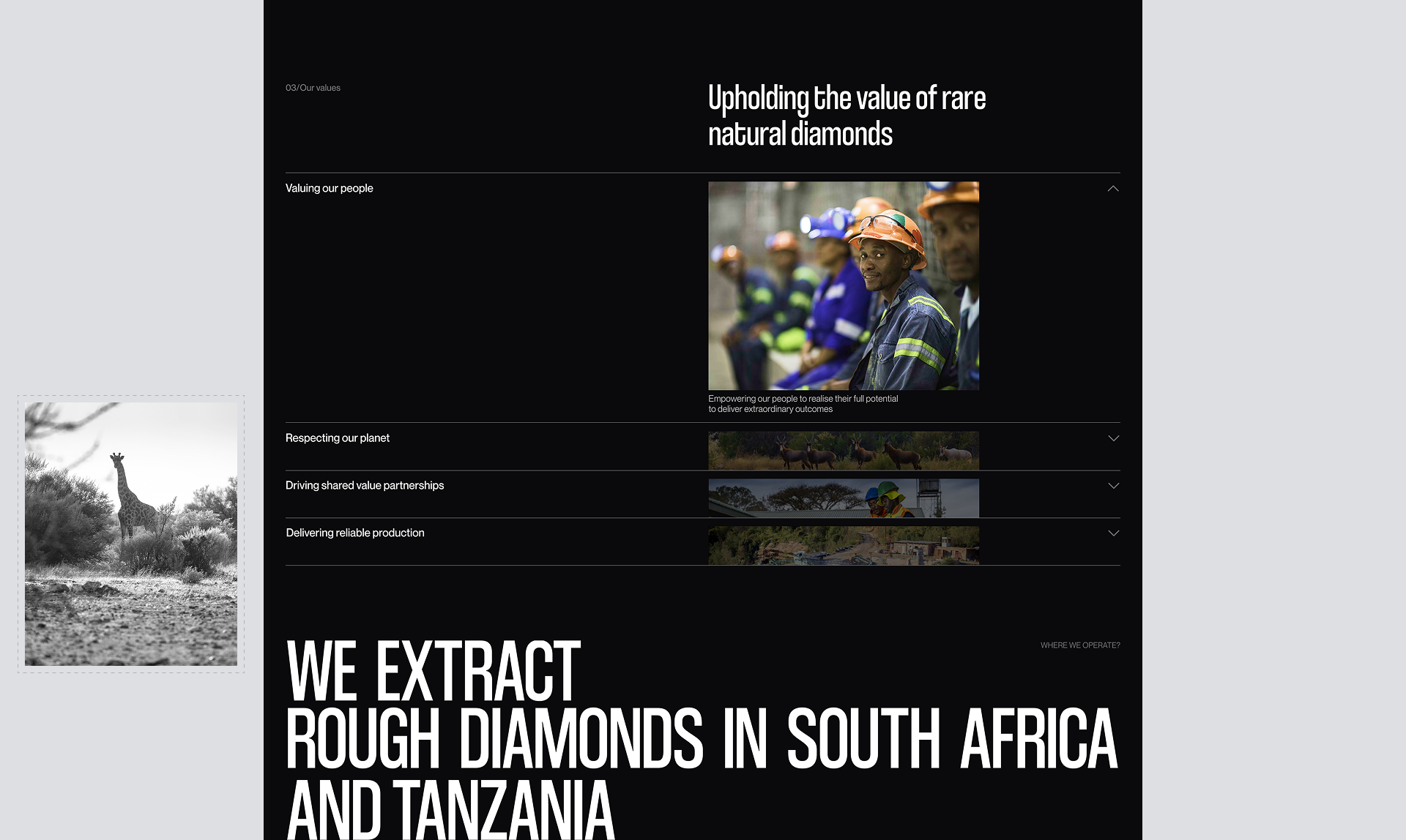 Petra Diamonds/Corporate website — Изображение №6 — Интерфейсы на Dprofile
