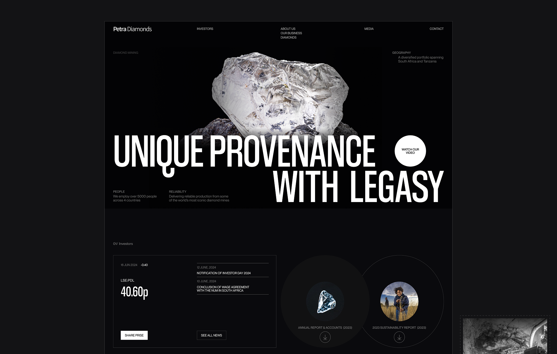 Petra Diamonds/Corporate website — Изображение №4 — Интерфейсы на Dprofile