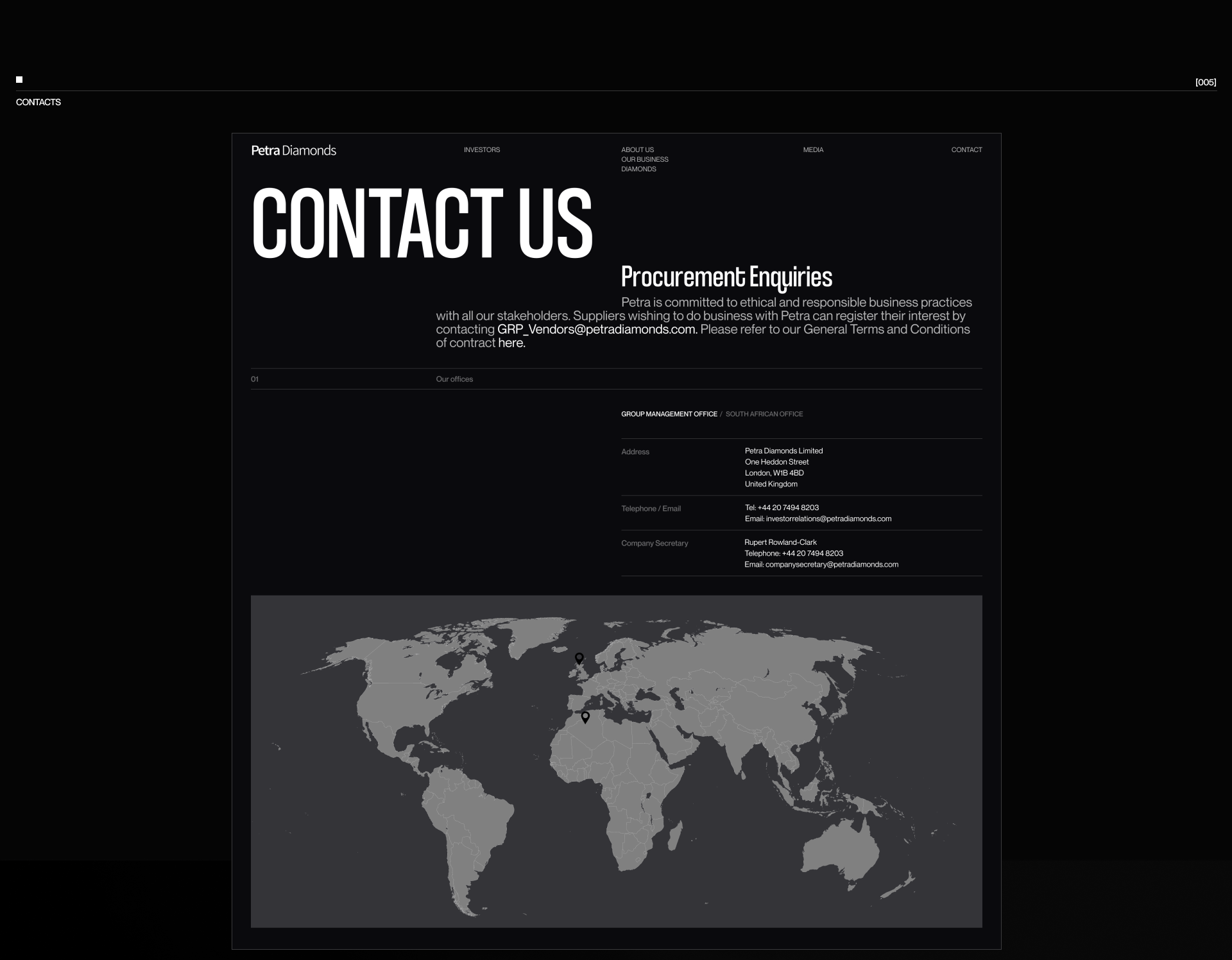 Petra Diamonds/Corporate website — Изображение №20 — Интерфейсы на Dprofile