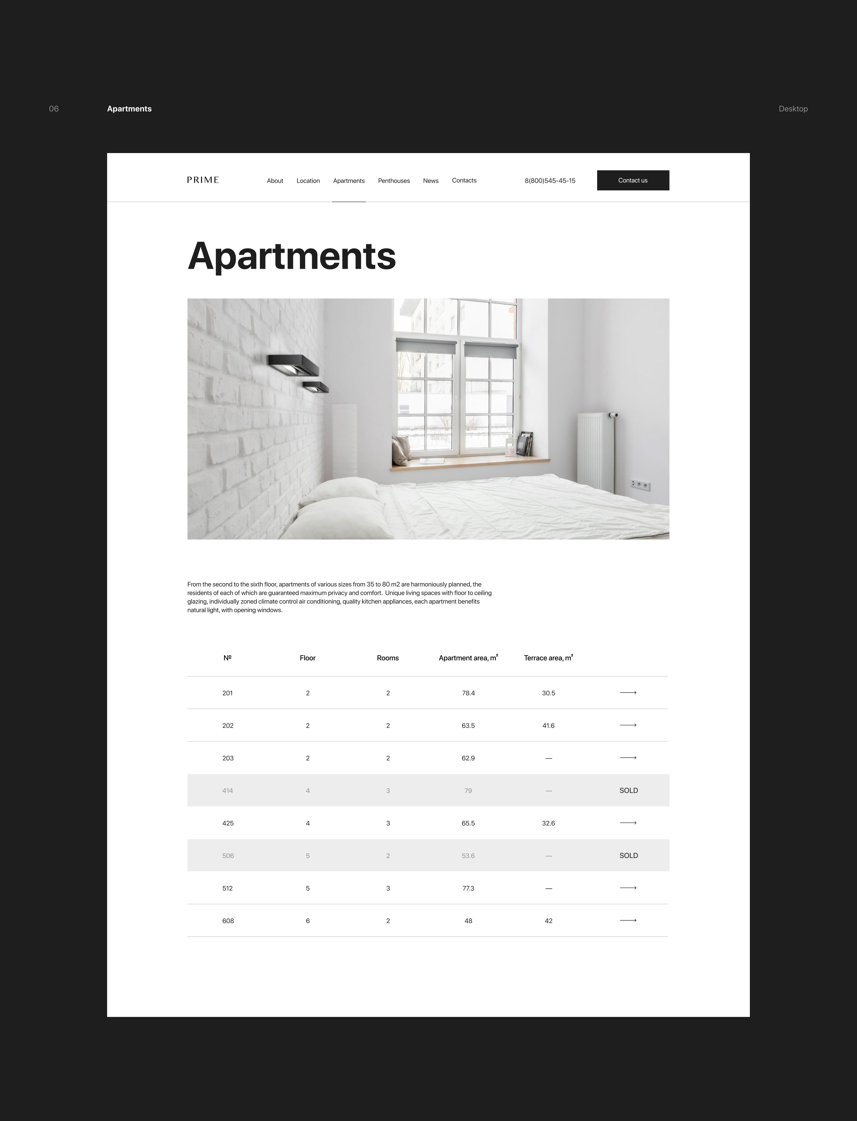 Prime Apartments - Premium real estate — Изображение №10 — Интерфейсы, Анимация на Dprofile