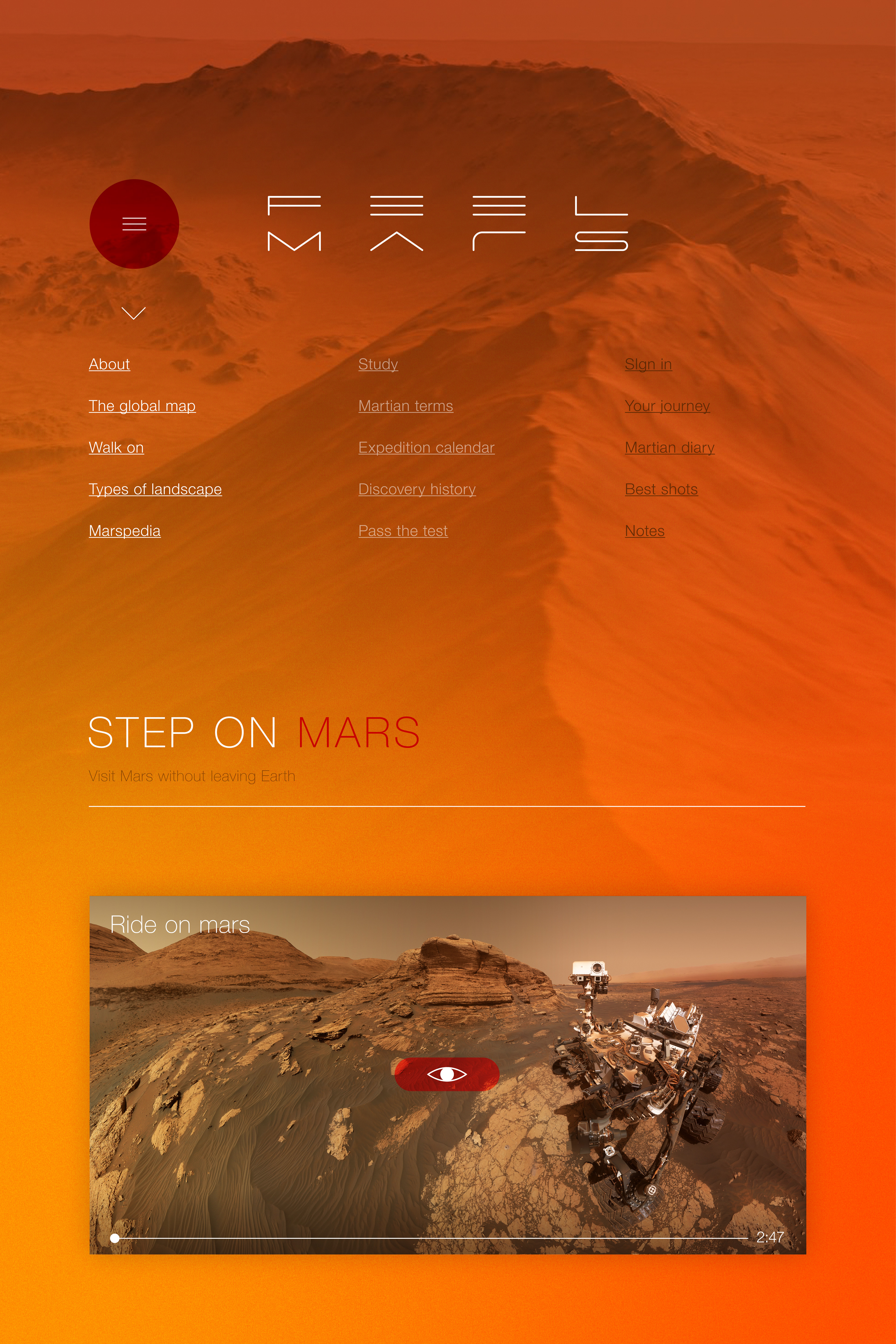FEEL MARS / UI Concept — Изображение №2 — Интерфейсы, Графика на Dprofile