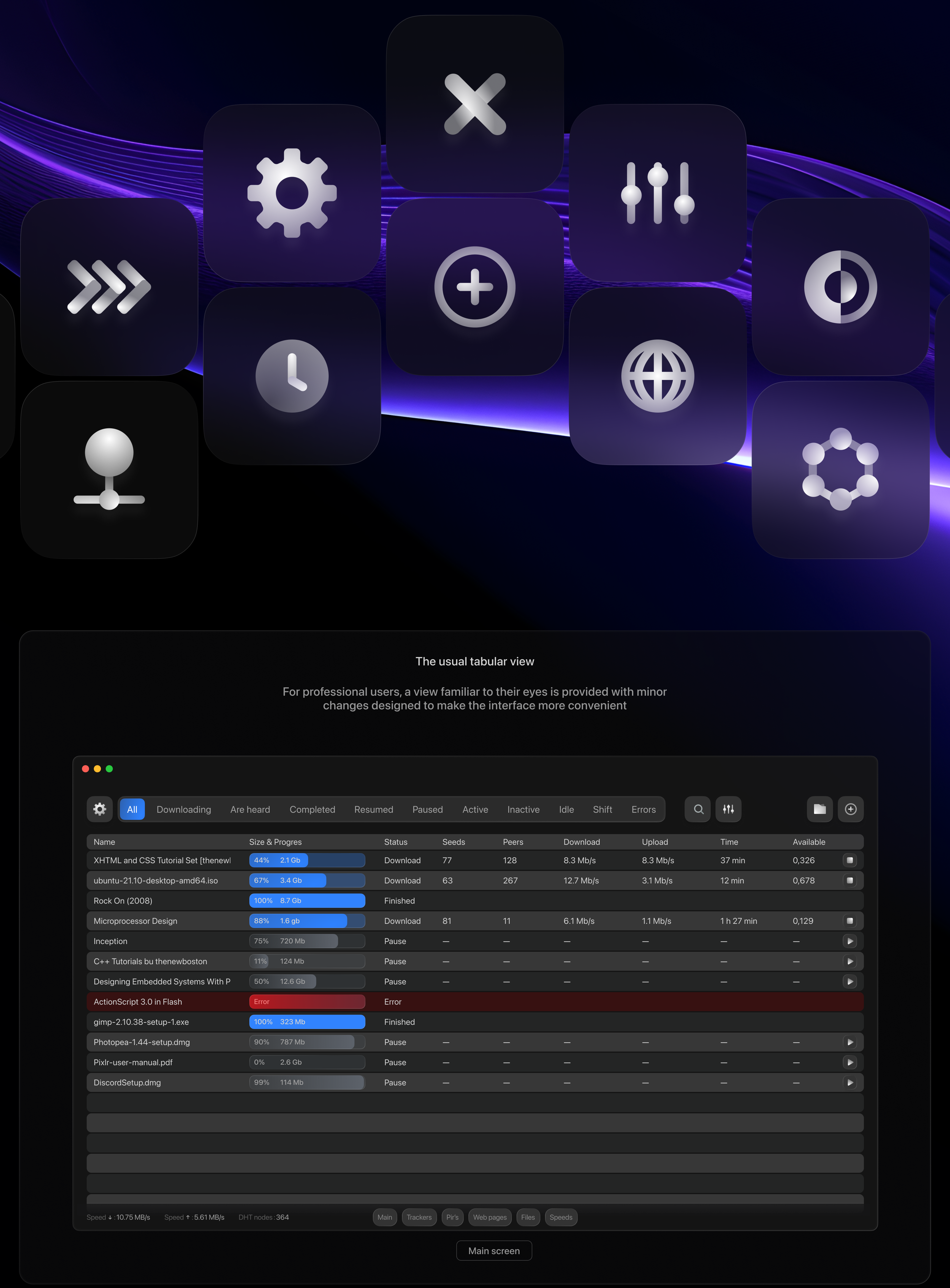 Concept qBittorrent App — Изображение №5 — Интерфейсы на Dprofile