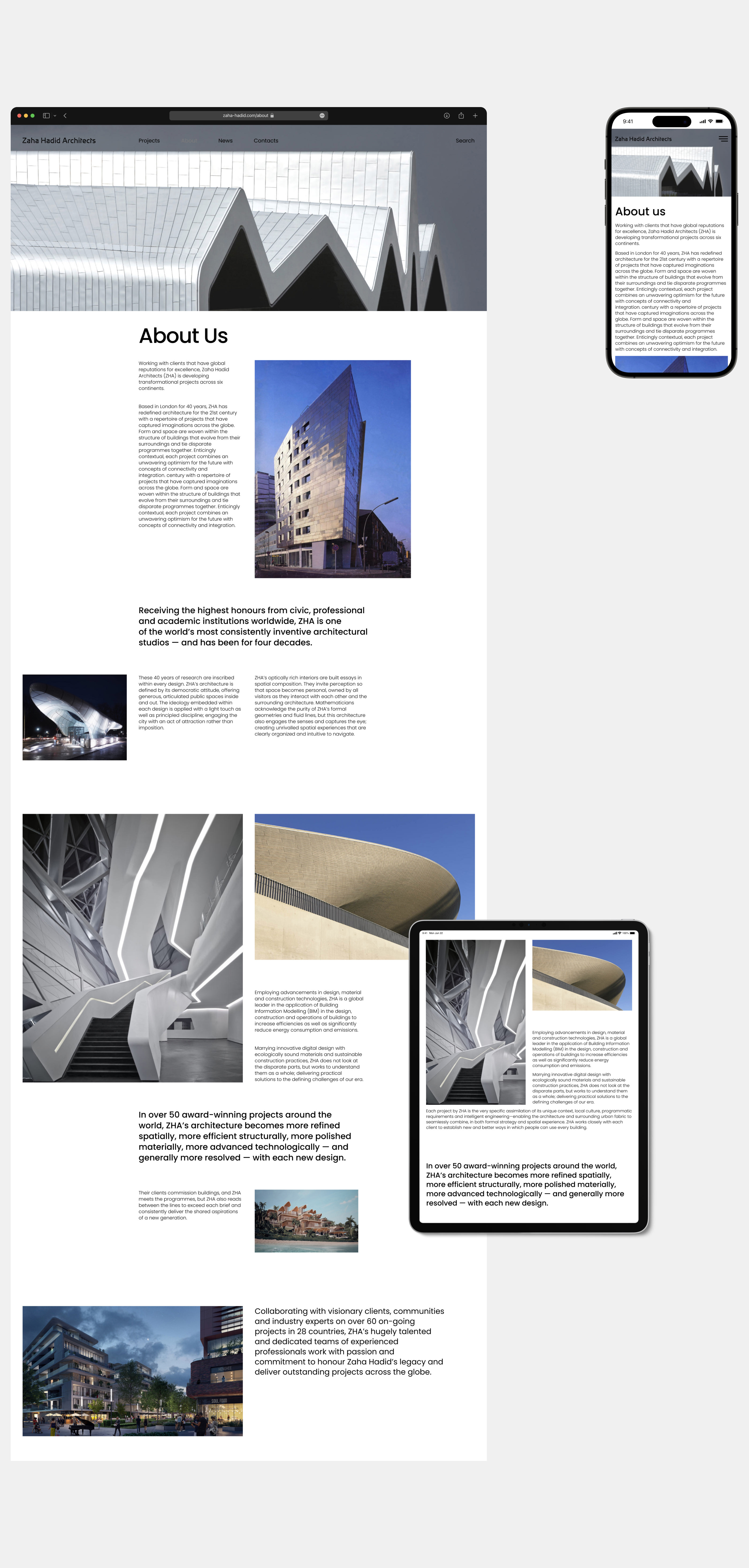 Zaha Hadid Architects | Corporate Website Redesign — Изображение №3 — Интерфейсы на Dprofile