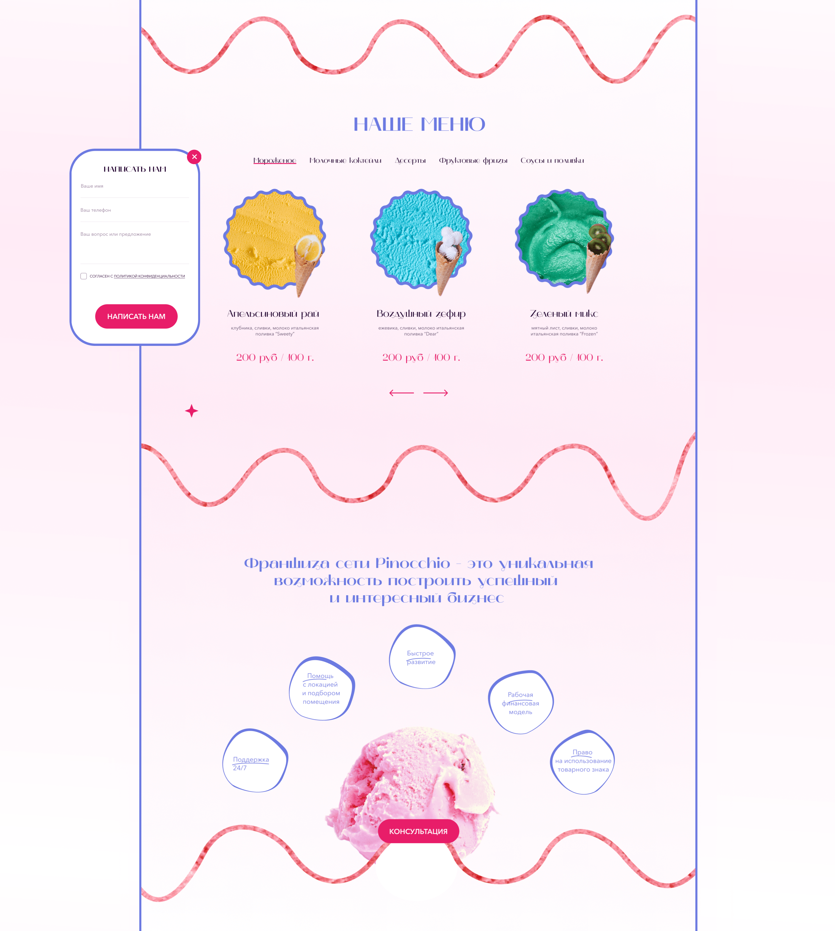 Ice cream cafe landing page — Изображение №4 — Интерфейсы, Брендинг на Dprofile