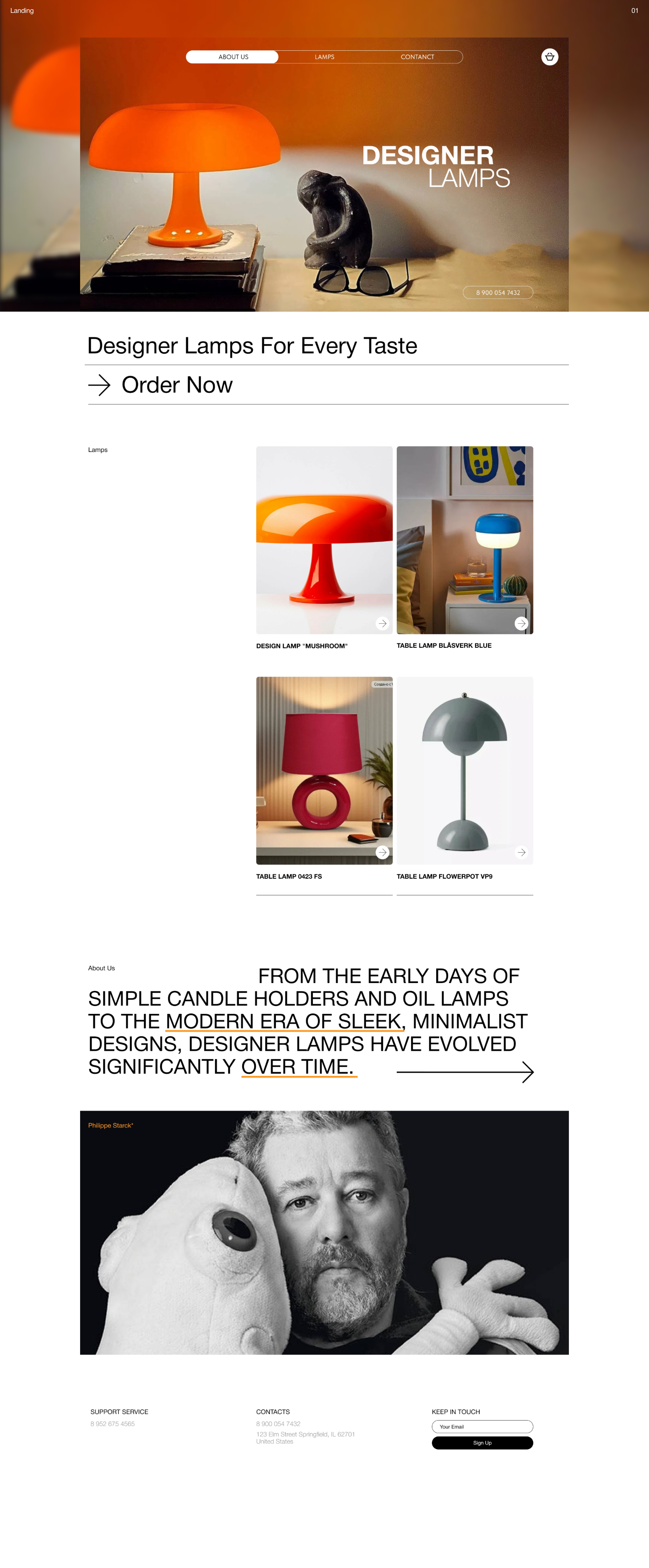 Landing page designer lamps — Изображение №2 — Интерфейсы, Брендинг на Dprofile
