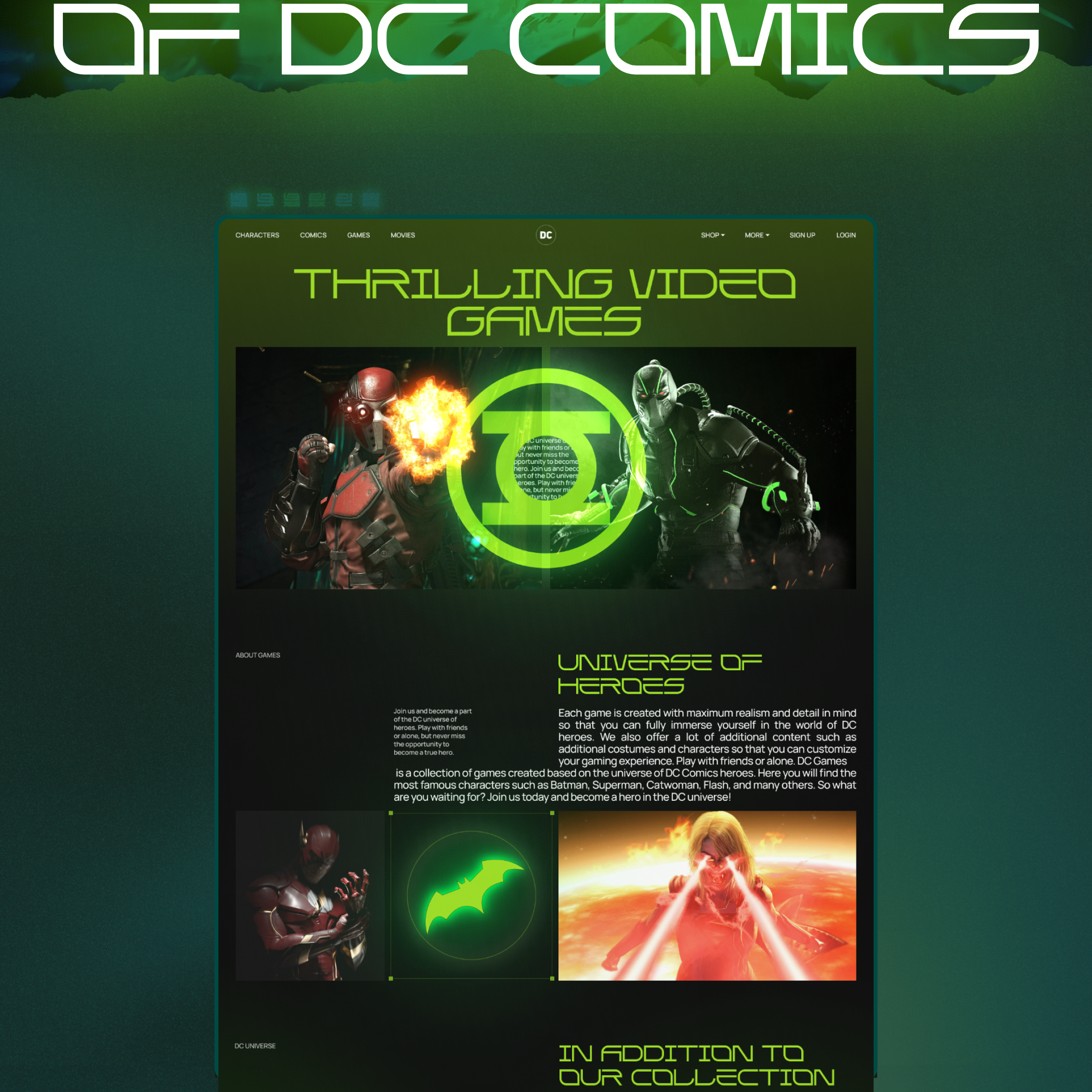 DC COMICS CORPORATE WEBSITE REDESIGN — Изображение №2 — Интерфейсы, Графика на Dprofile