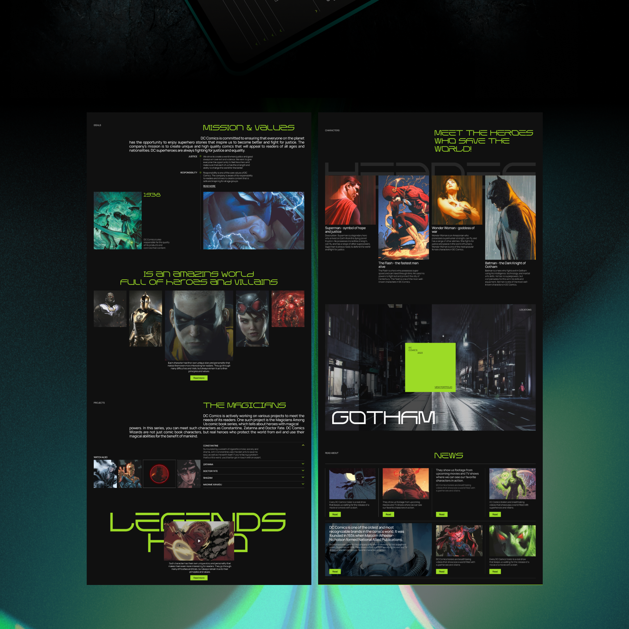 DC COMICS CORPORATE WEBSITE REDESIGN — Изображение №11 — Интерфейсы, Графика на Dprofile