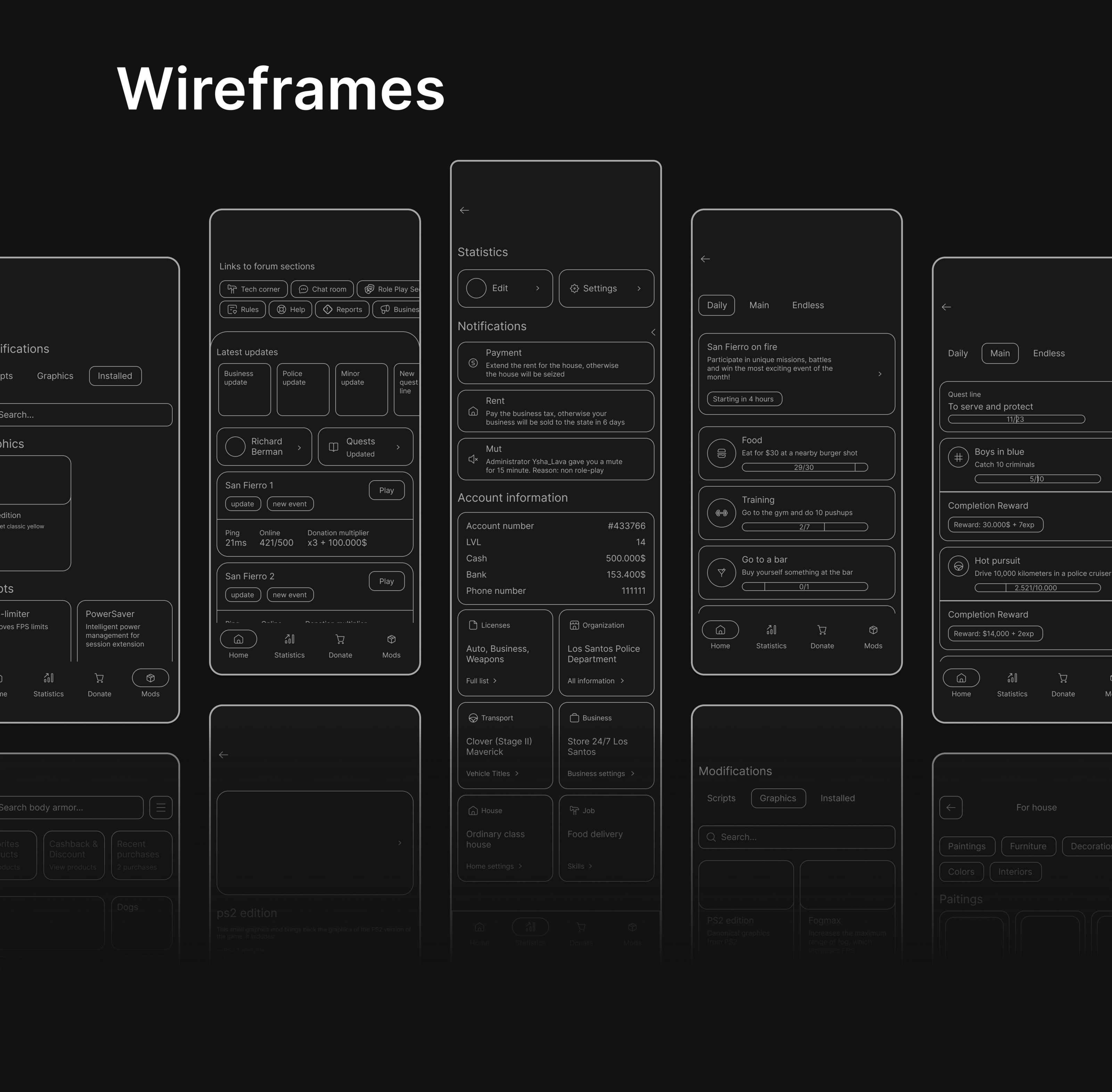 Fierro — samp mobile game launcher — Изображение №7 — Интерфейсы на Dprofile