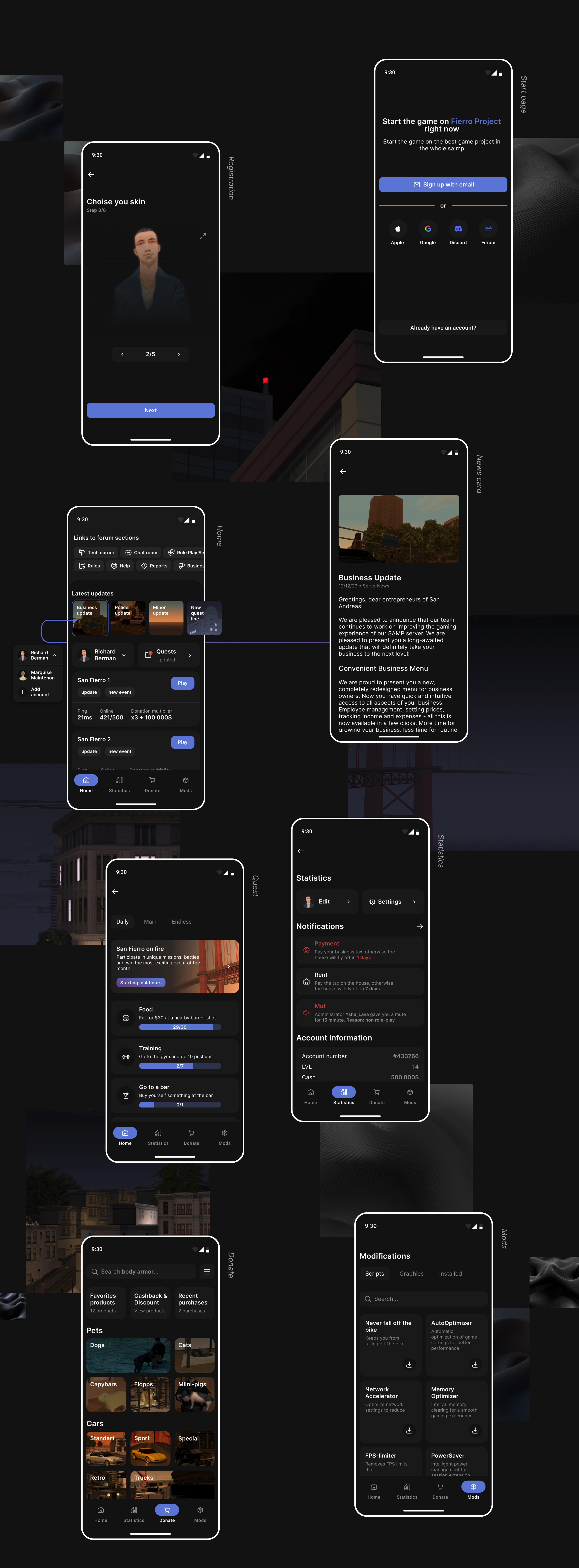 Fierro — samp mobile game launcher — Изображение №9 — Интерфейсы на Dprofile