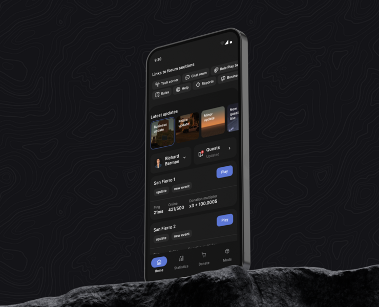 Fierro — samp mobile game launcher — Интерфейсы на Dprofile