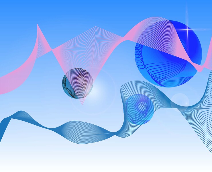 vector illustration with neon lines and spheres — Иллюстрация, Графика на Dprofile