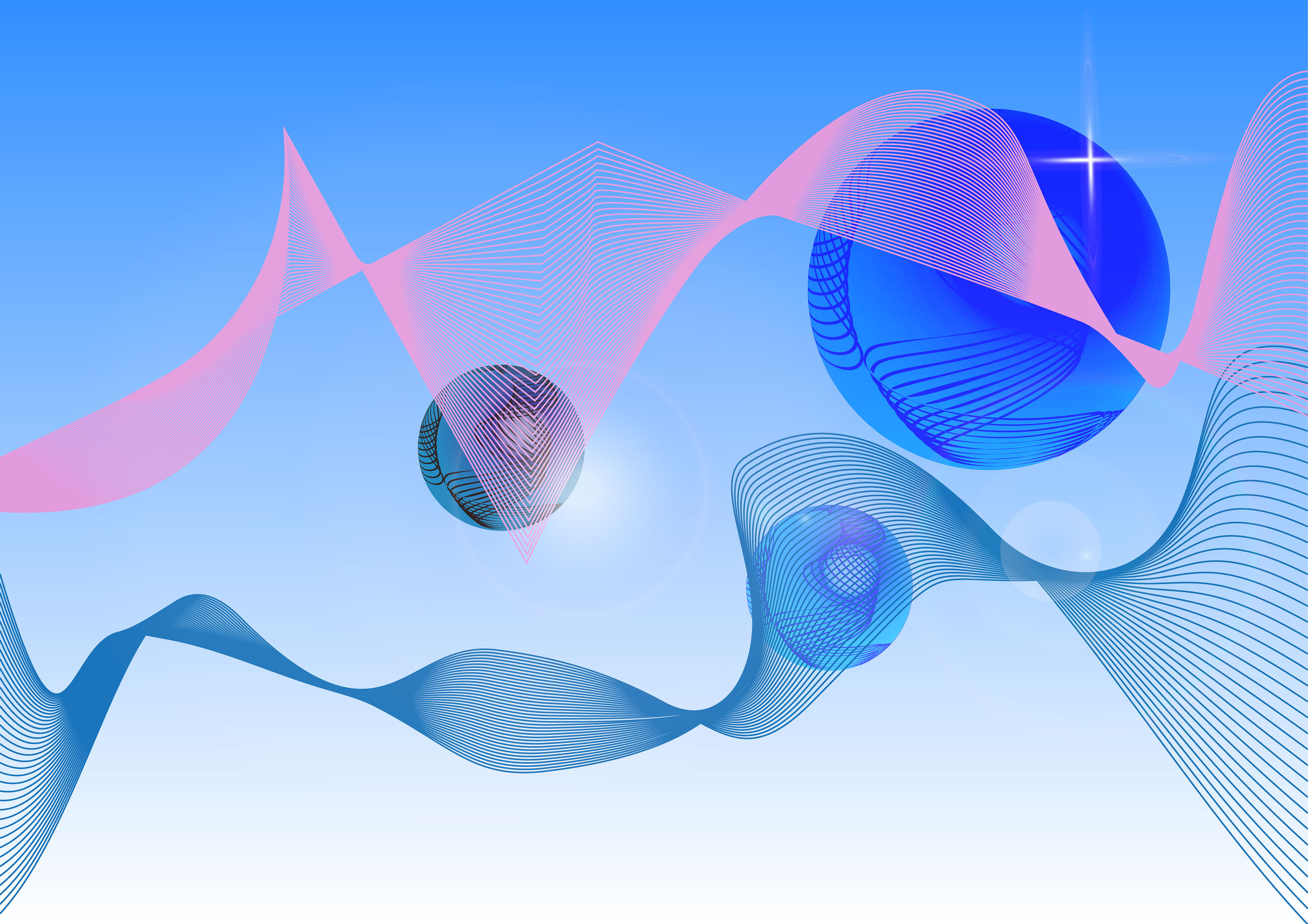 vector illustration with neon lines and spheres — Изображение №1 — Иллюстрация, Графика на Dprofile