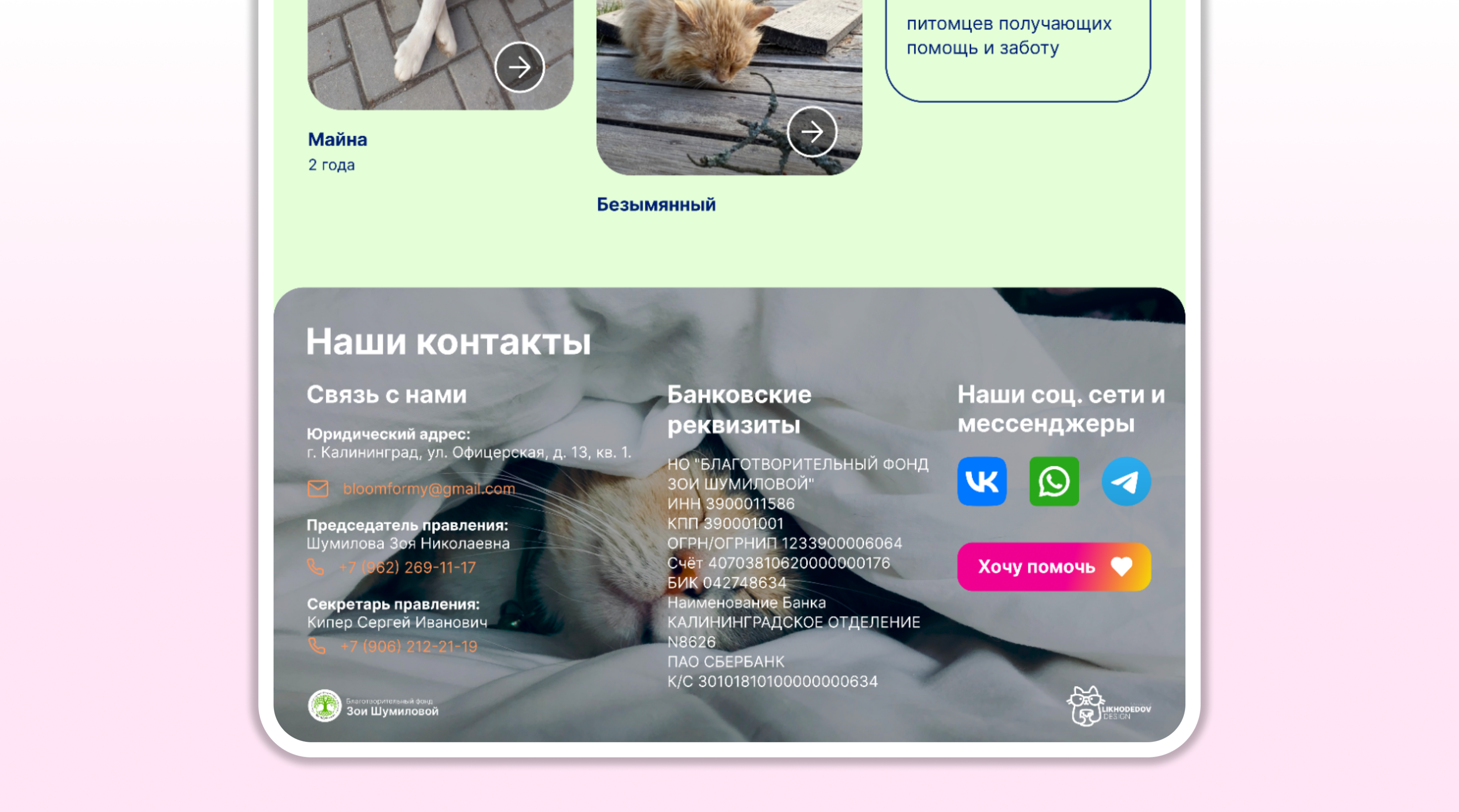 Благотворительный Фонд Зои Шумиловой — Изображение №8 — Интерфейсы, Брендинг на Dprofile