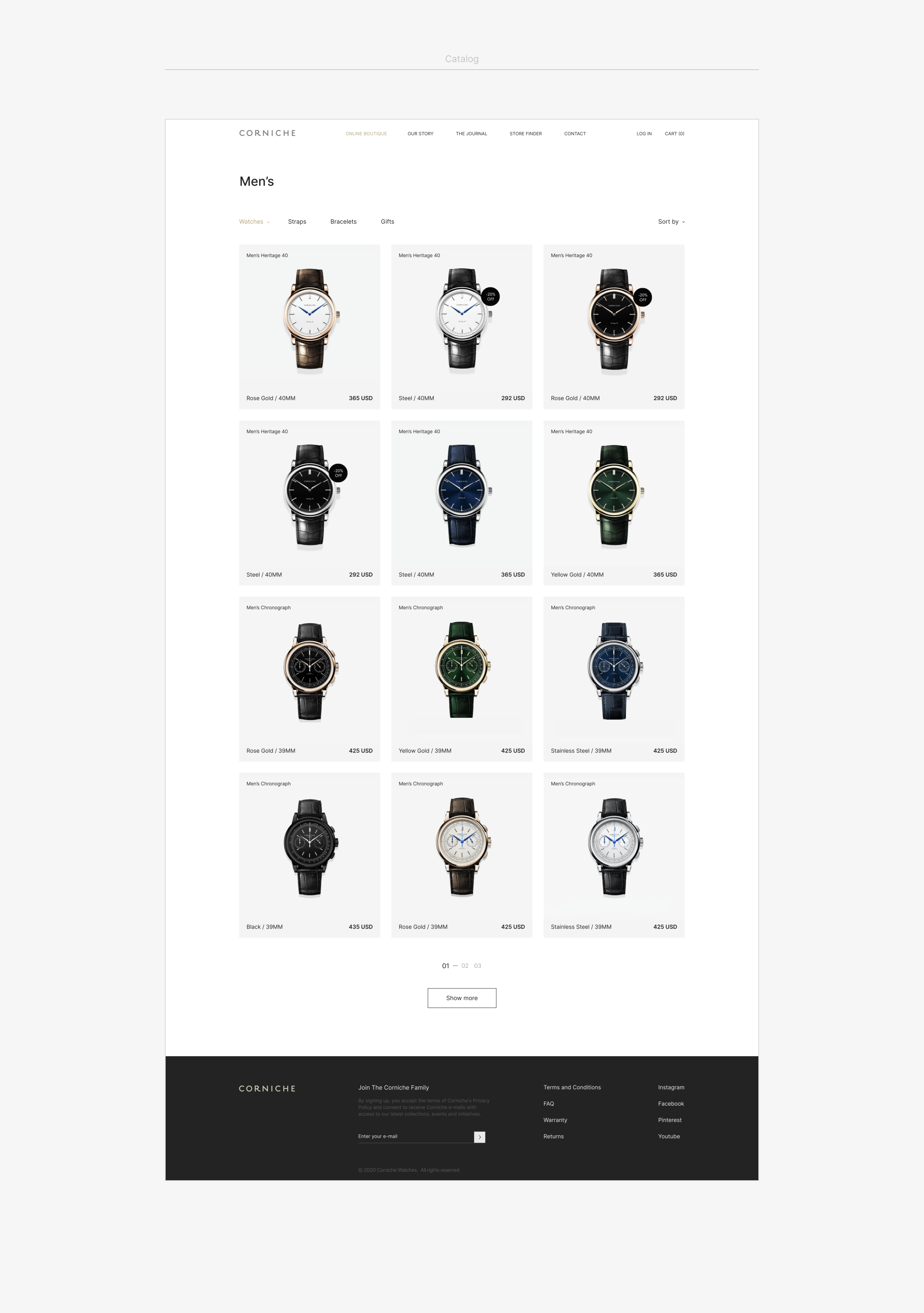 Corniche watches - e-commerc concept — Изображение №4 — Интерфейсы на Dprofile