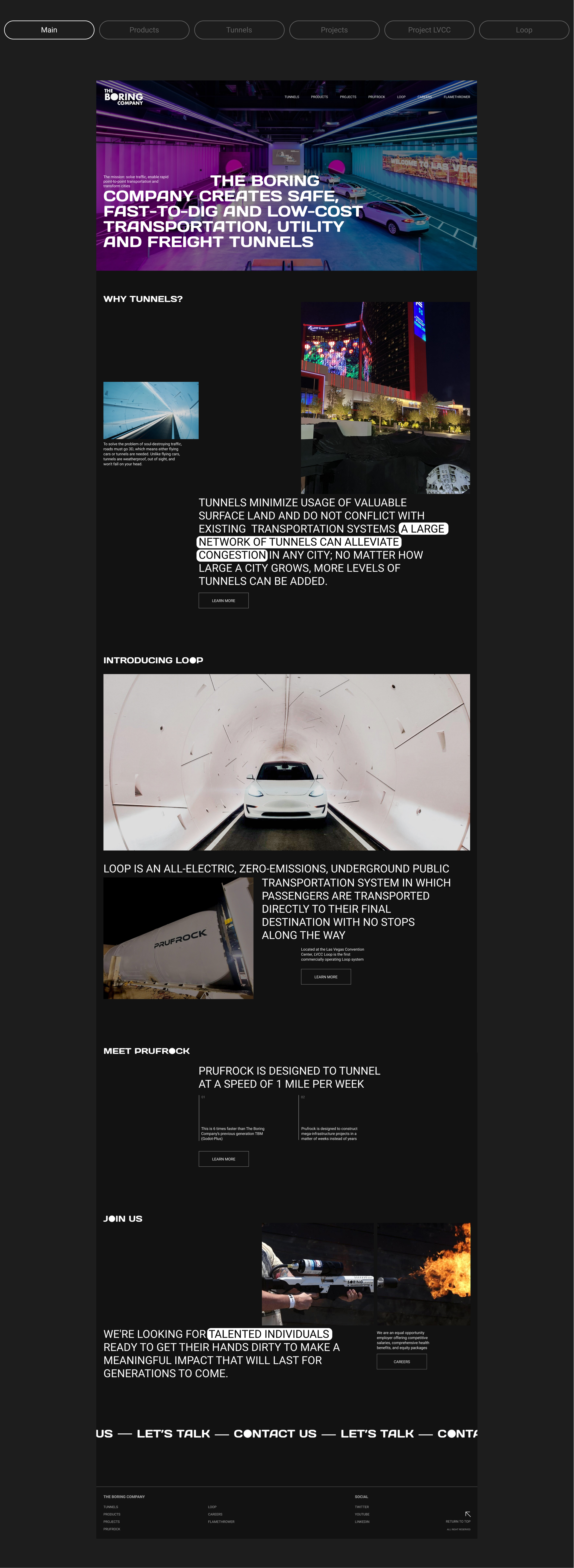 The Boring Company - corporate website — Изображение №2 — Интерфейсы на Dprofile