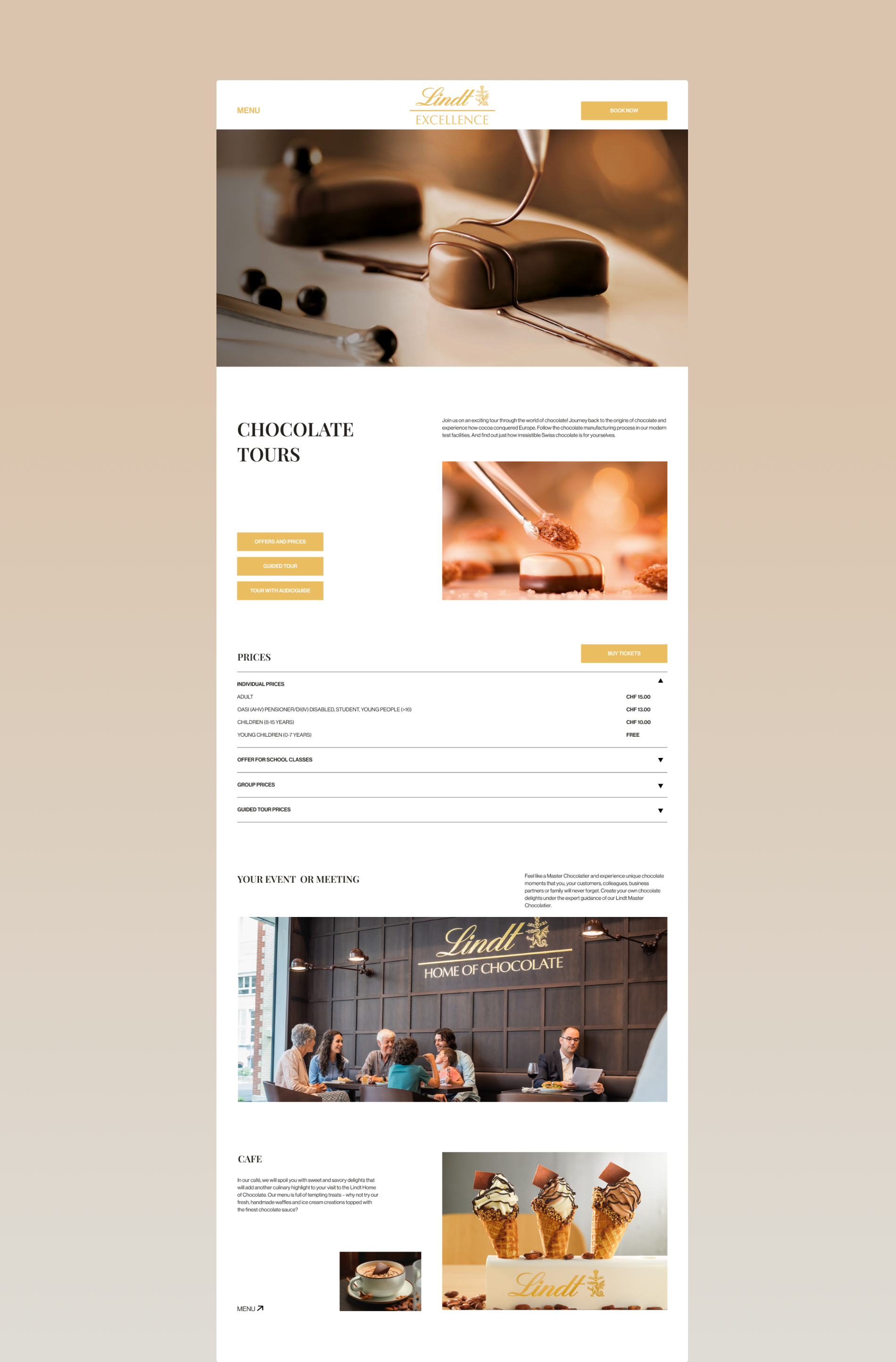 Website Redesign Concept - Museum of Lindt Chocolate — Изображение №4 — Интерфейсы, Графика на Dprofile