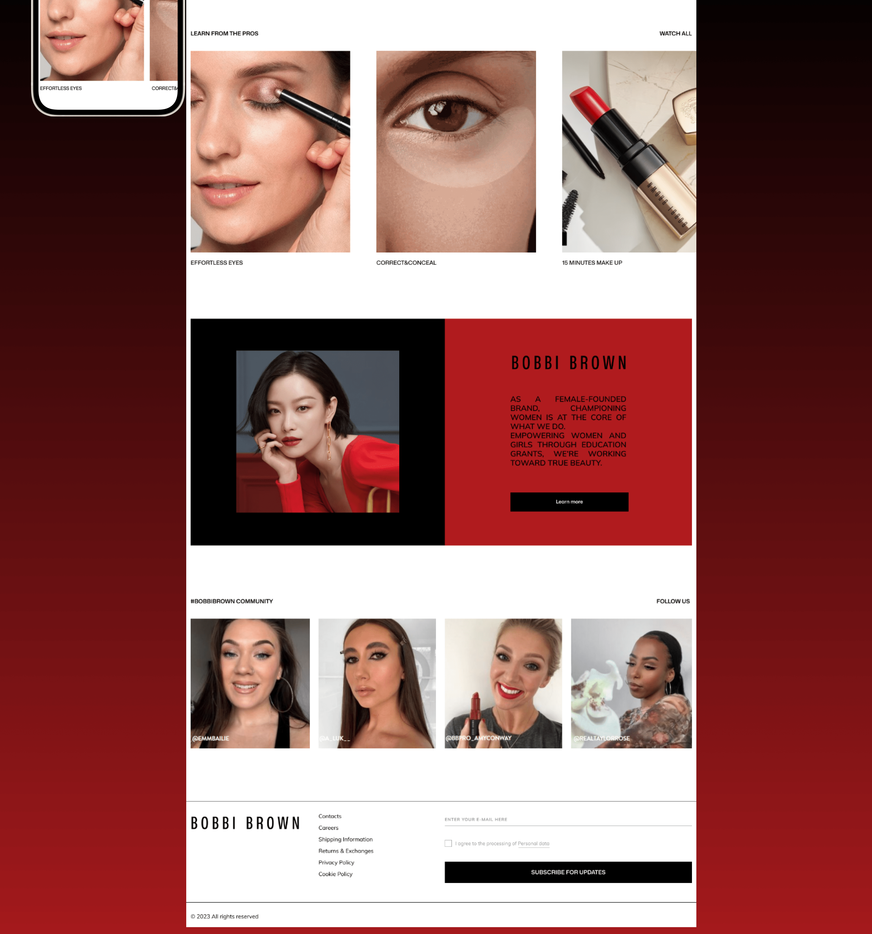 Beauty Website Redesign Concept - Bobby BrownBobby Brown — Изображение №3 — Интерфейсы, Графика на Dprofile