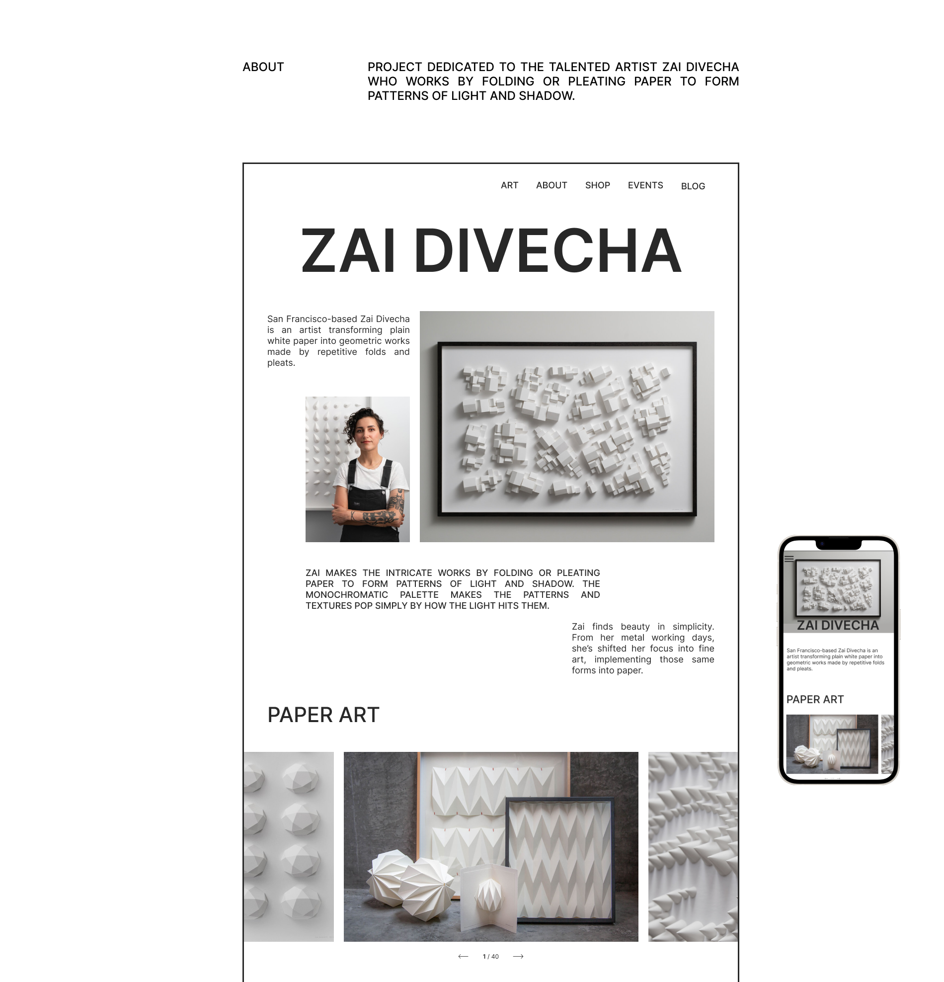 Landing page - Paper Art by Zai Divechacha — Изображение №2 — Интерфейсы, Графика на Dprofile