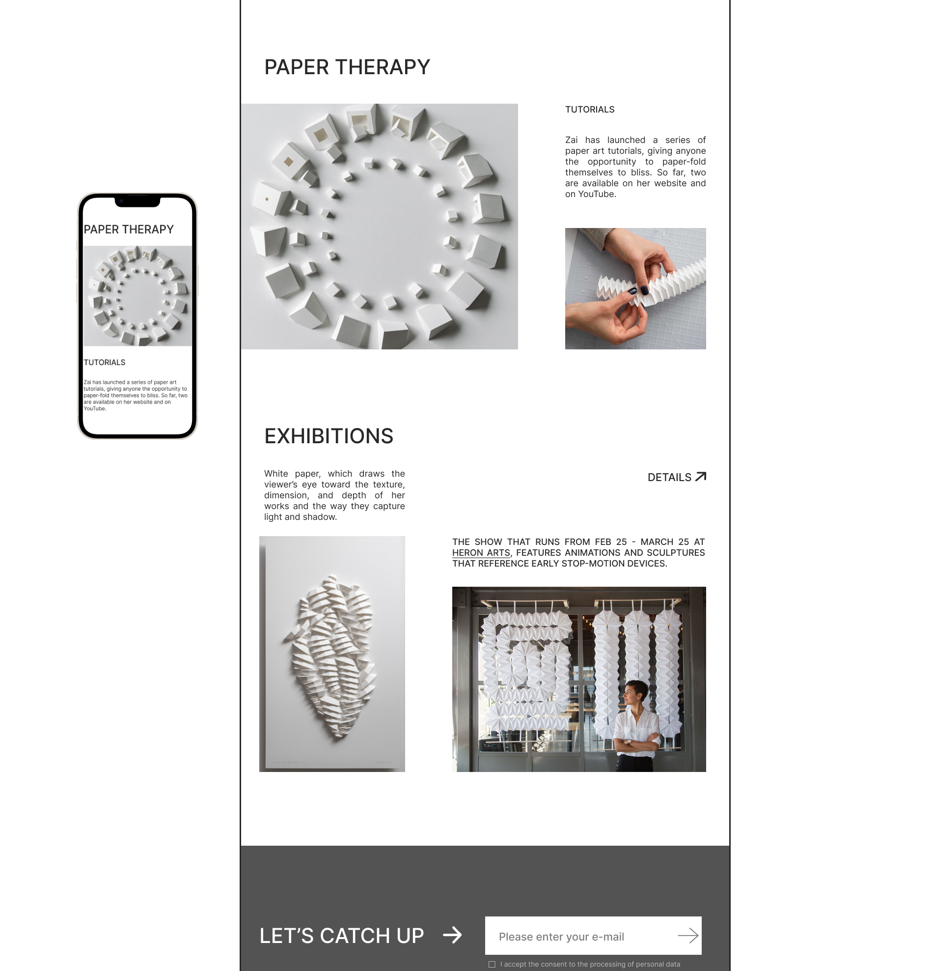 Landing page - Paper Art by Zai Divechacha — Изображение №3 — Интерфейсы, Графика на Dprofile