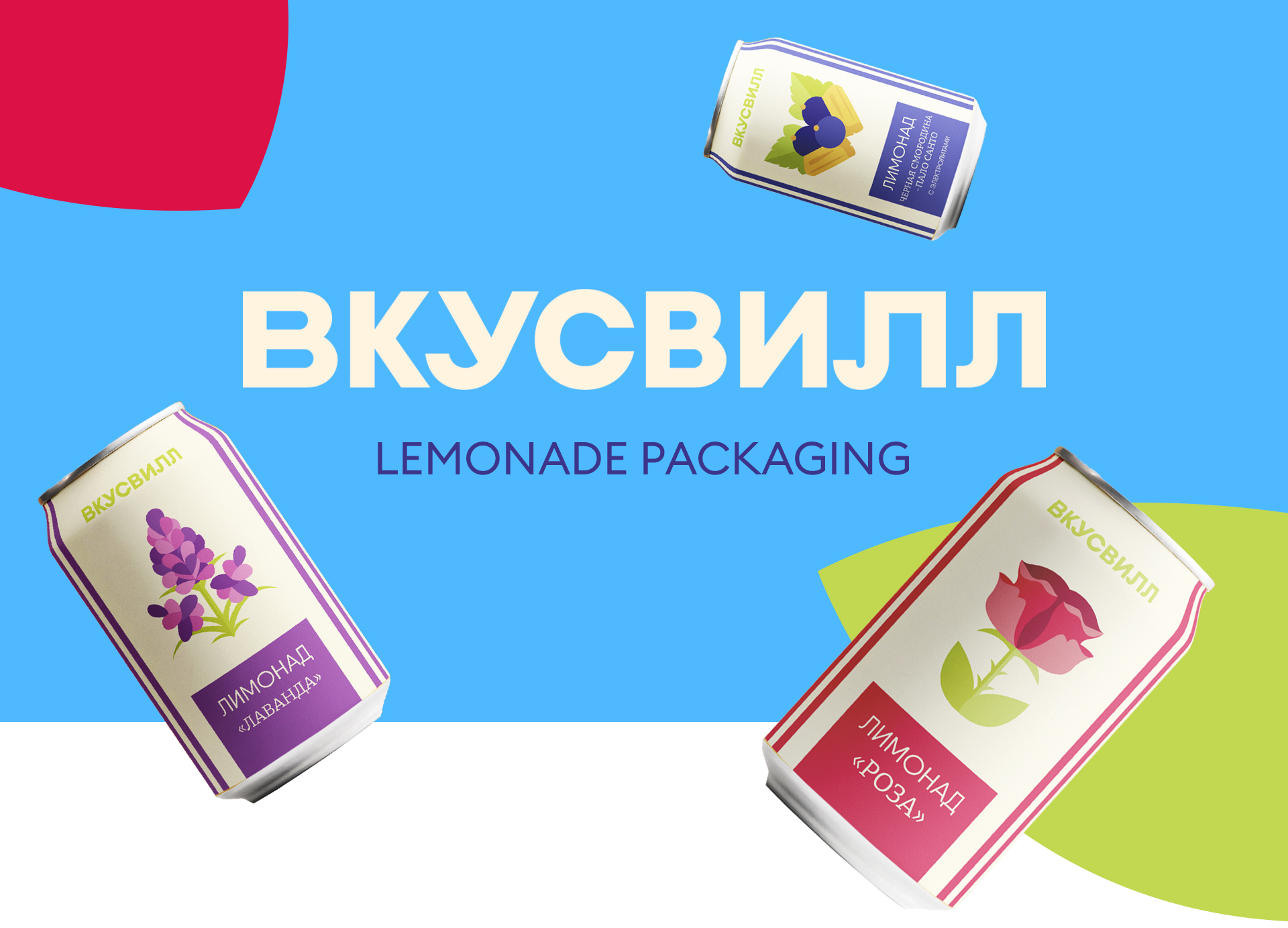 Дизайн и иллюстрации для упаковки лимонадов ВкусВилл — Изображение №1 — Брендинг, Иллюстрация на Dprofile