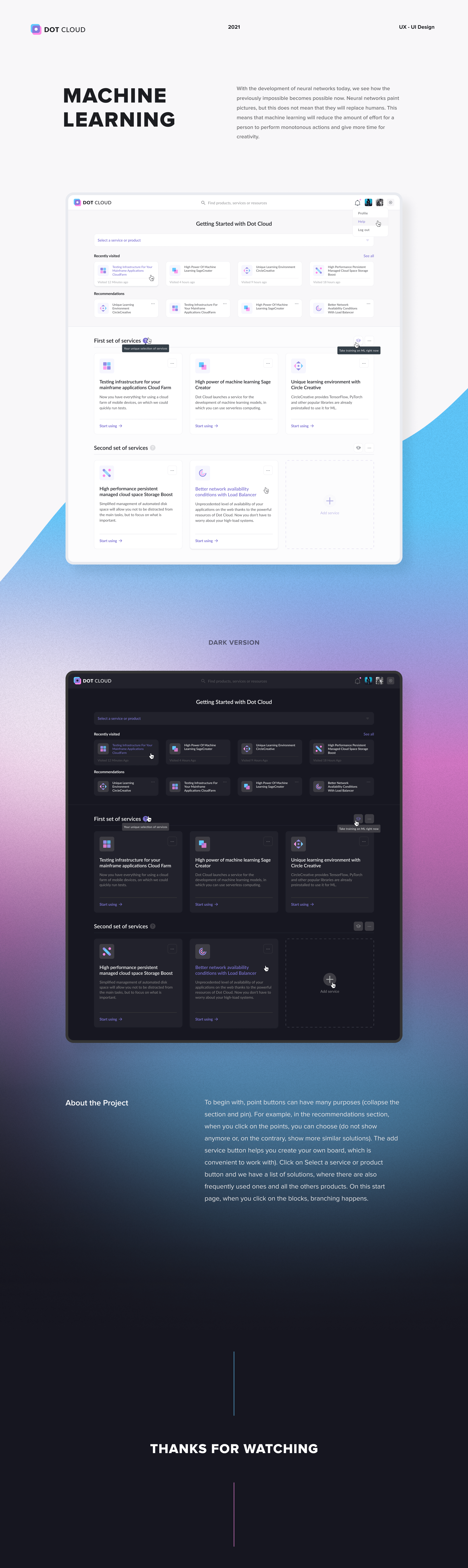 DOT Cloud - ML Platform — Изображение №1 — Интерфейсы на Dprofile