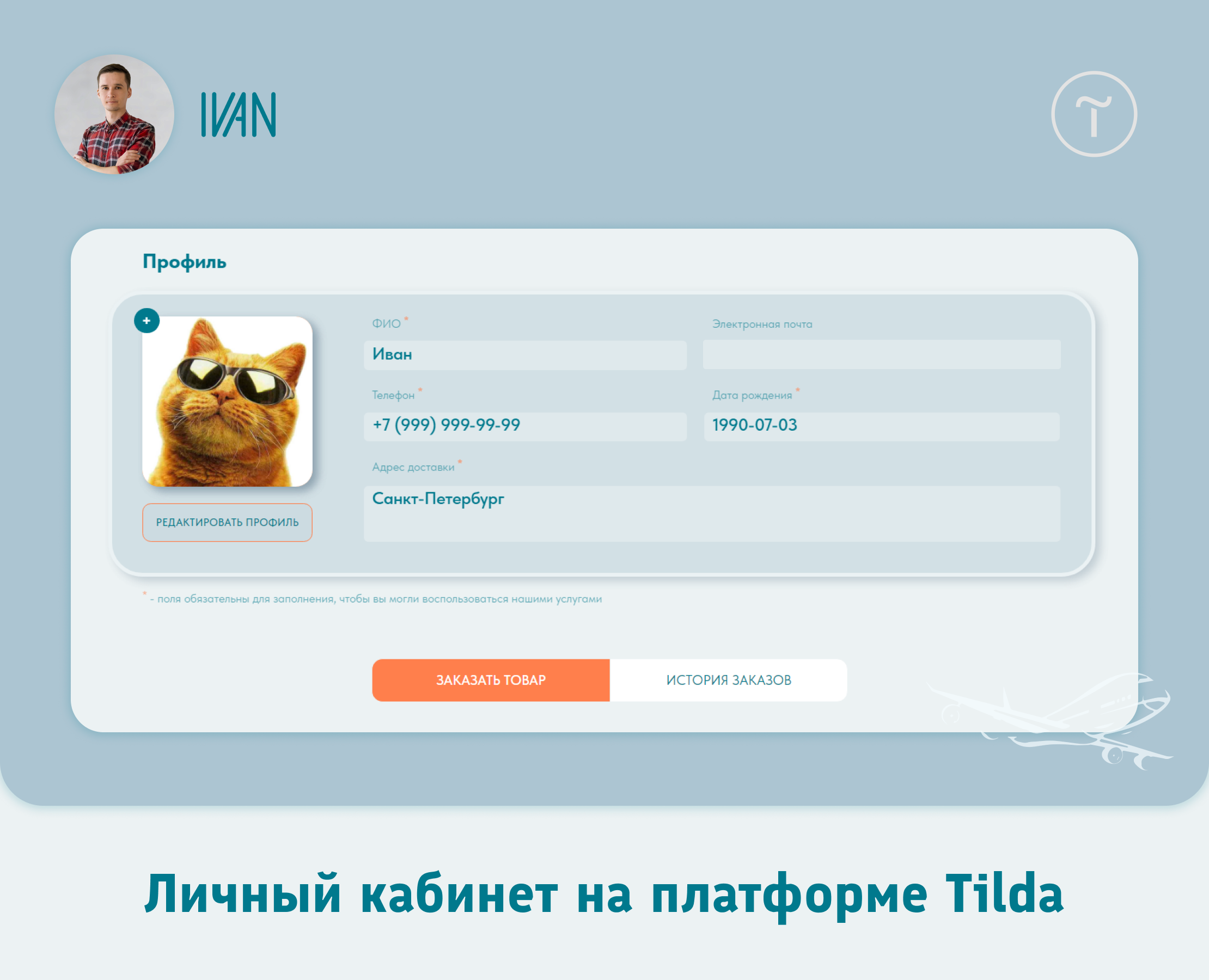 Личный кабинет на платформе Tilda — Интерфейсы, Маркетинг на Dprofile