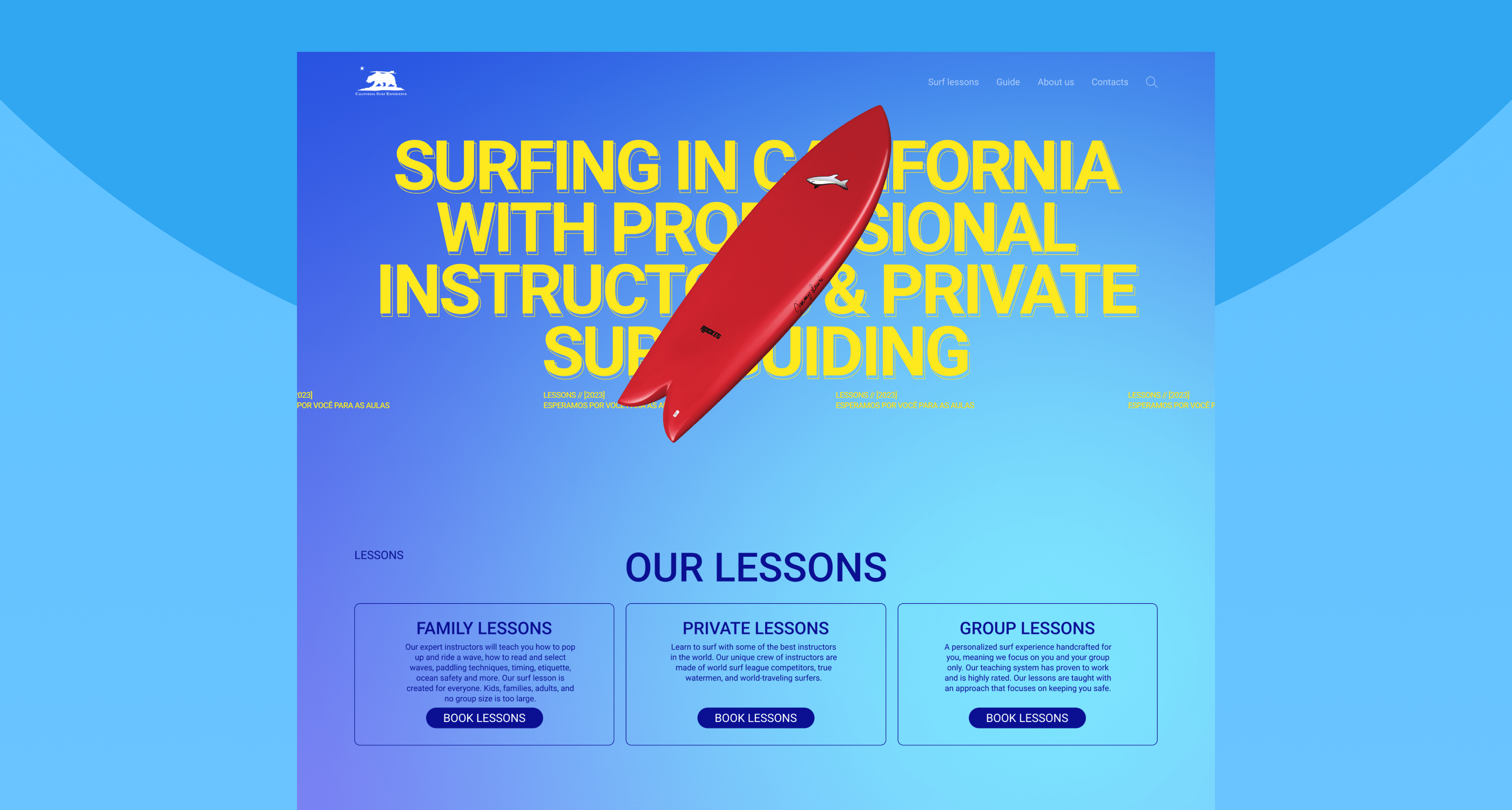 Surf School: Website Redesign — Изображение №2 — Интерфейсы, Брендинг на Dprofile