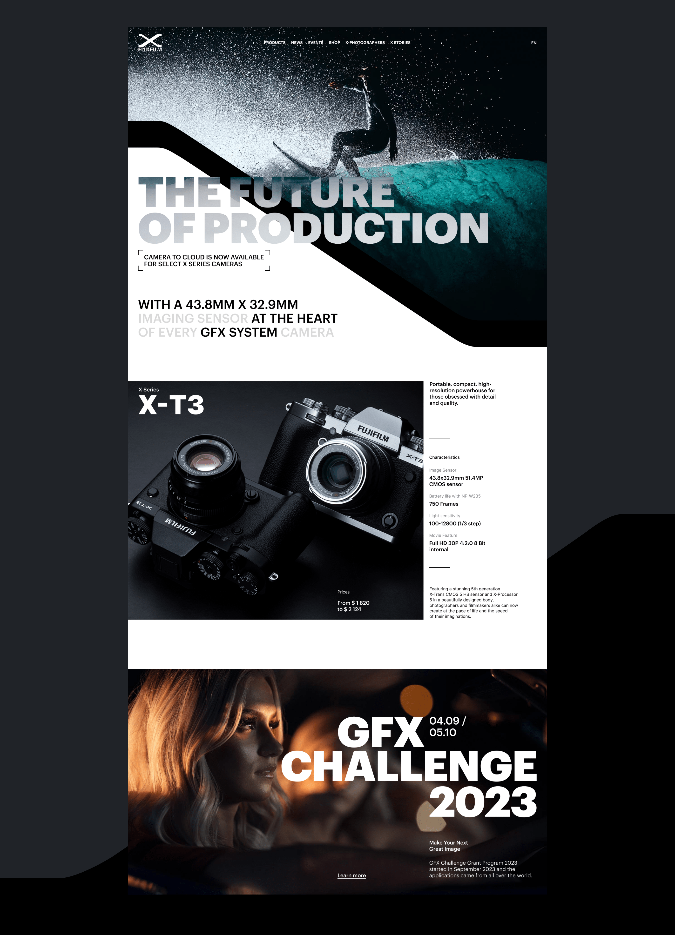 Fujifilm | website — Изображение №2 — Интерфейсы на Dprofile