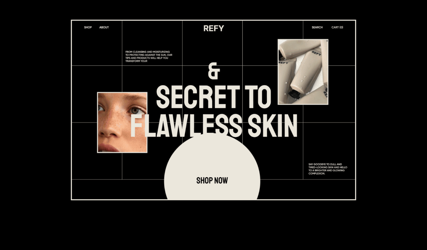 REFY SKINCARE ONLINE COSMETIC SHOP — Изображение №2 — Интерфейсы на Dprofile