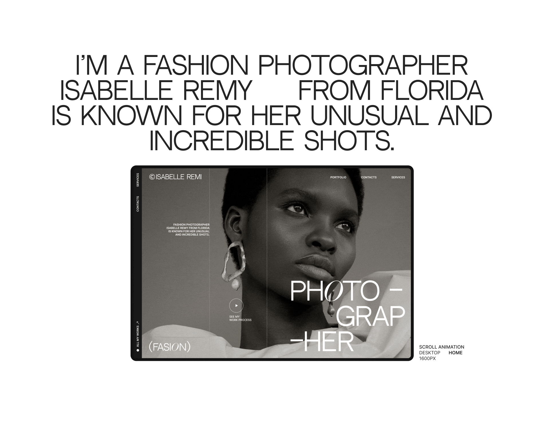 FASHION PHOTOGRAPHER ISABELLE REMI WEBDESIGN CONCEPT — Изображение №5 — Интерфейсы на Dprofile